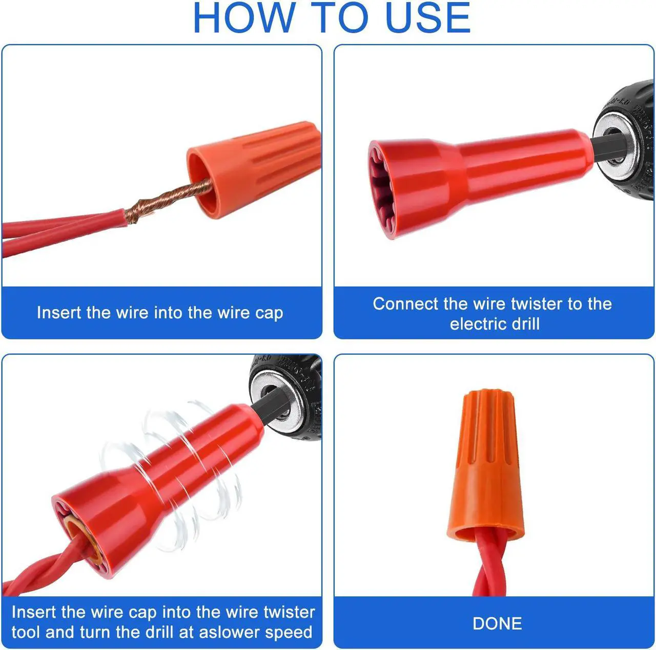 Alt view image 3 of 7 - NSI 2Pcs Wire Nut Twister Set -  Constructed from high-quality nylon plastic ,1/4 inch Chuck Compatible with Most Drills (Red)