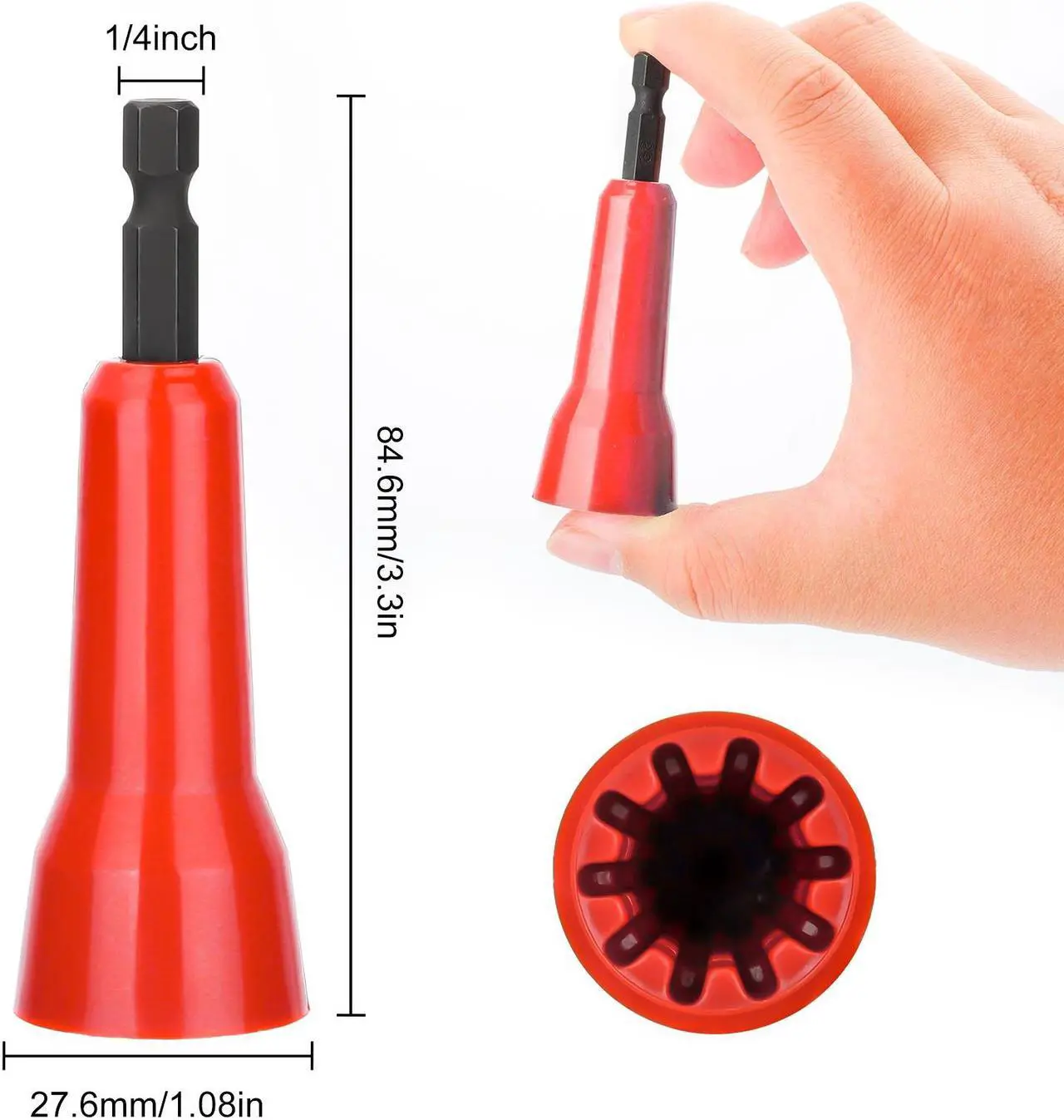 Alt view image 6 of 7 - NSI 2Pcs Wire Nut Twister Set -  Constructed from high-quality nylon plastic ,1/4 inch Chuck Compatible with Most Drills (Red)