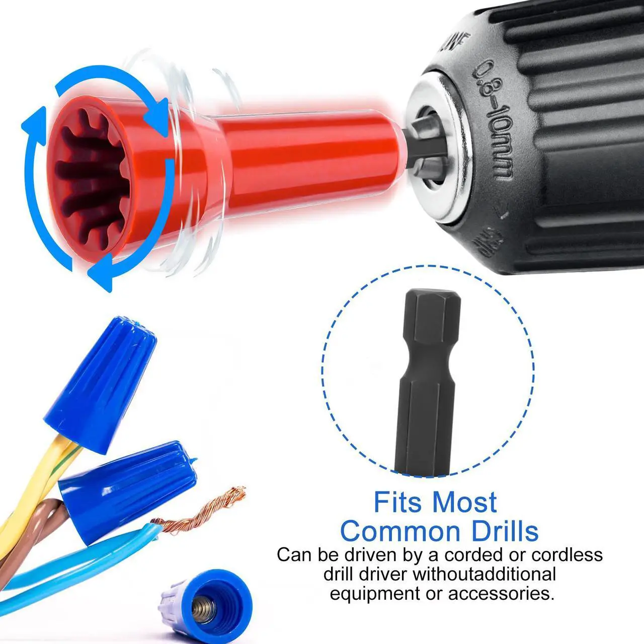Alt view image 2 of 7 - NSI 2Pcs Wire Nut Twister Set -  Constructed from high-quality nylon plastic ,1/4 inch Chuck Compatible with Most Drills (Red)