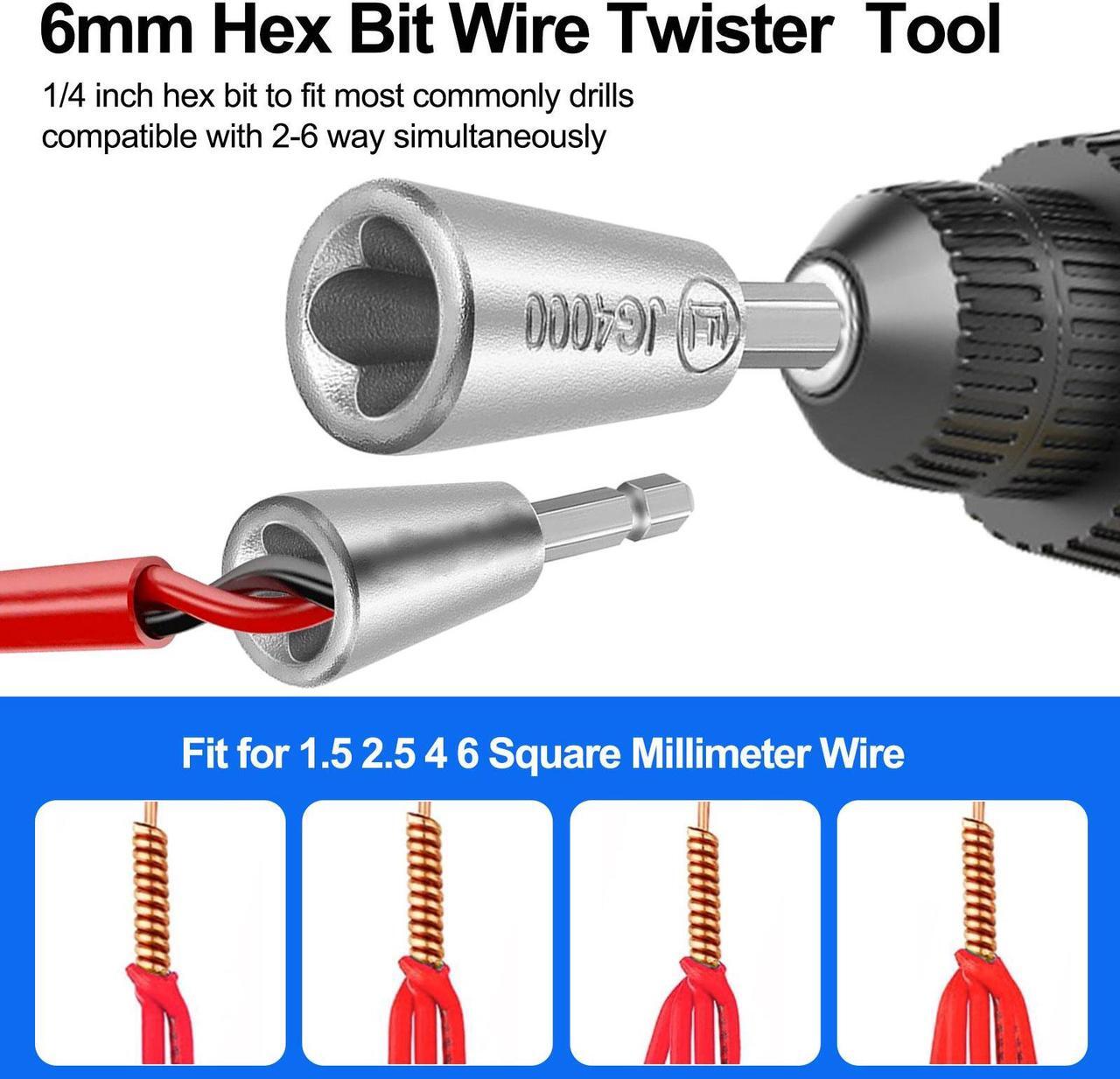 Alt view image 5 of 7 - NSI 3 Pcs Stainless Steel Wire Twisting Tool Set - 3 Way/ 5 Way Wire Stripper and 6mm Hex Shank Cable Electrical Wire Twister Tool ,for Power Drill, Wire Nut Twisting