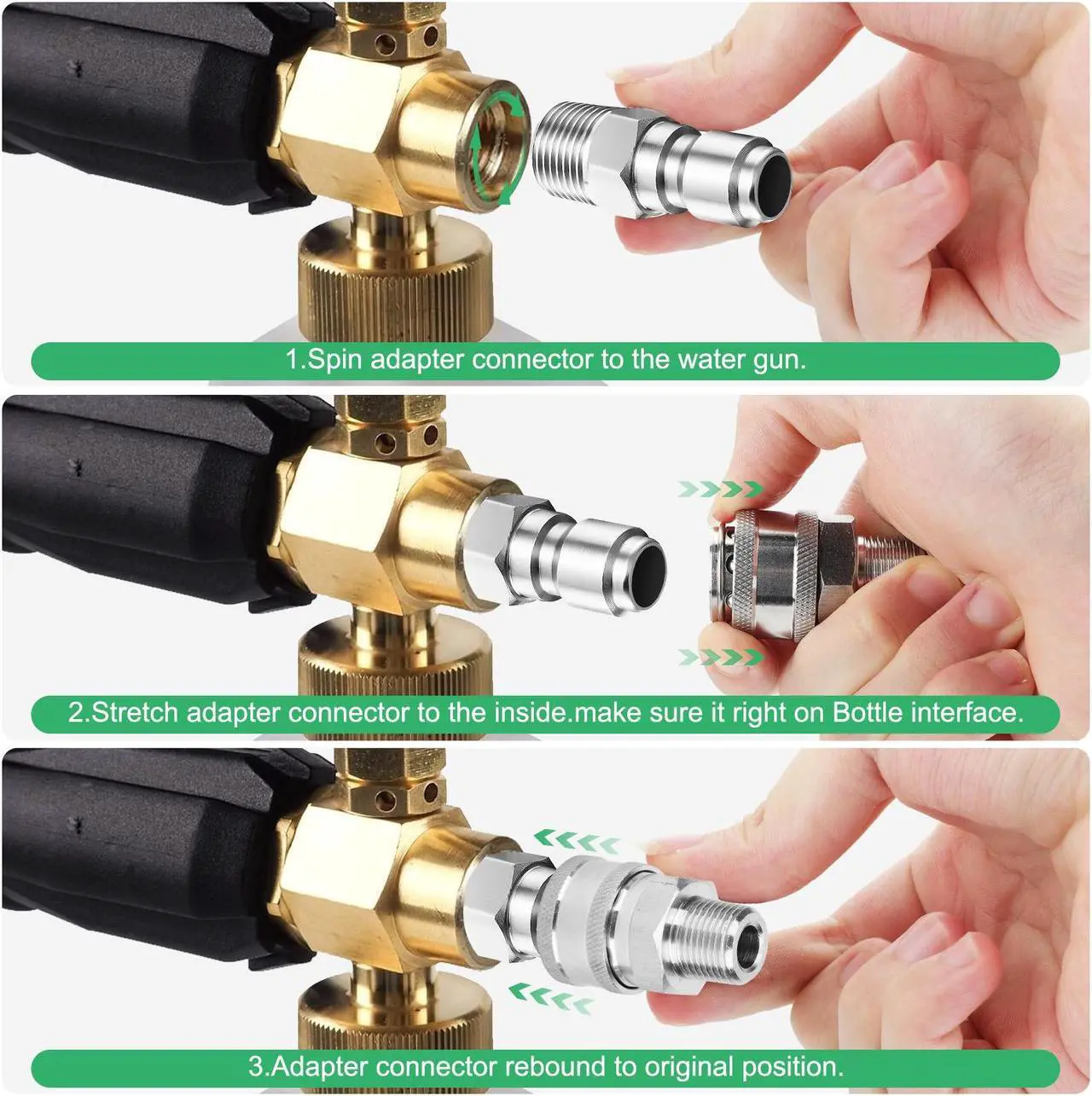 Alt view image 5 of 7 - NSI 4 Pcs 3/8" NPT Stainless Steel Pressure Washer Quick Connect Set - High Pressure 6000 PSI Adapters for Ball switch Pressure Washer Parts