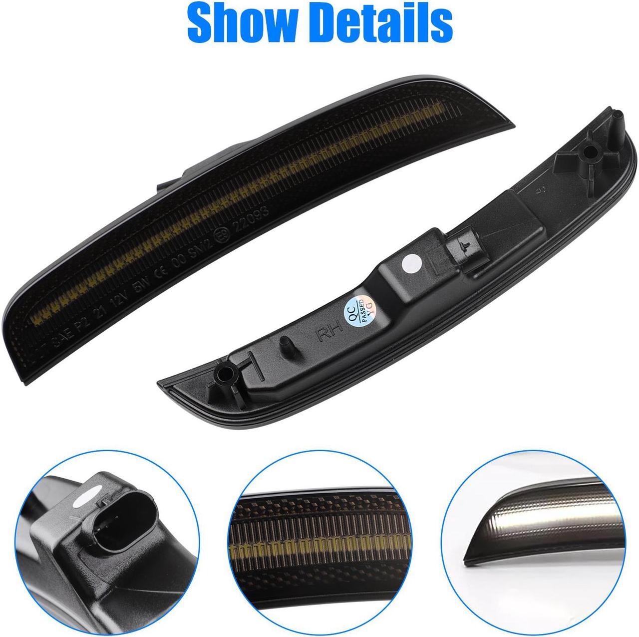 Alt view image 2 of 7 - Smoked Lens White Led Side Marker Light - Plug & Play,5X Brighter, for 2015-2023 Chrysler 300,Replace OEM Front and Rear Bumper Fender Lamps,Part numbers 68214402AD, 68214403AD