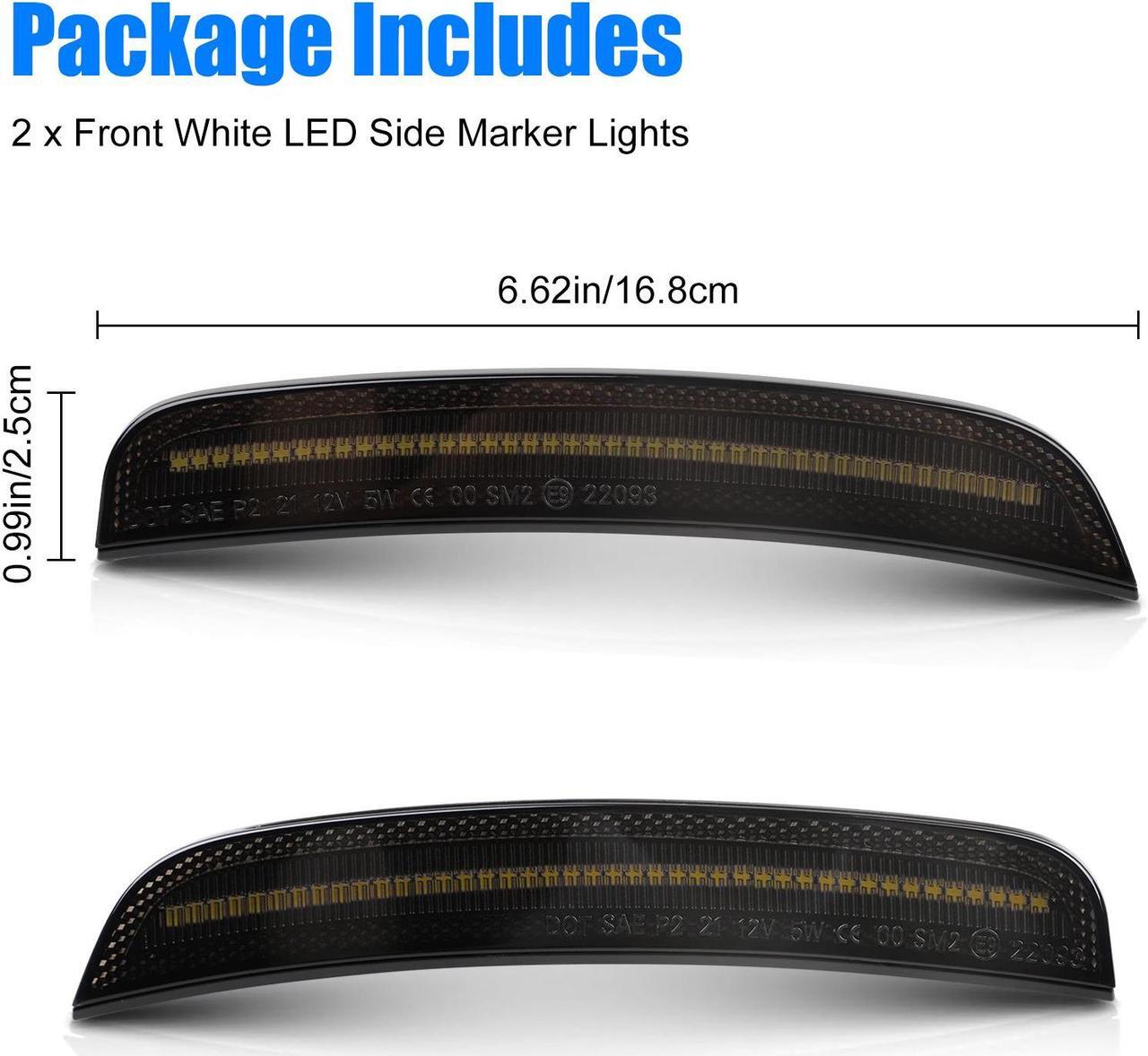 Alt view image 7 of 7 - Smoked Lens White Led Side Marker Light - Plug & Play,5X Brighter, for 2015-2023 Chrysler 300,Replace OEM Front and Rear Bumper Fender Lamps,Part numbers 68214402AD, 68214403AD
