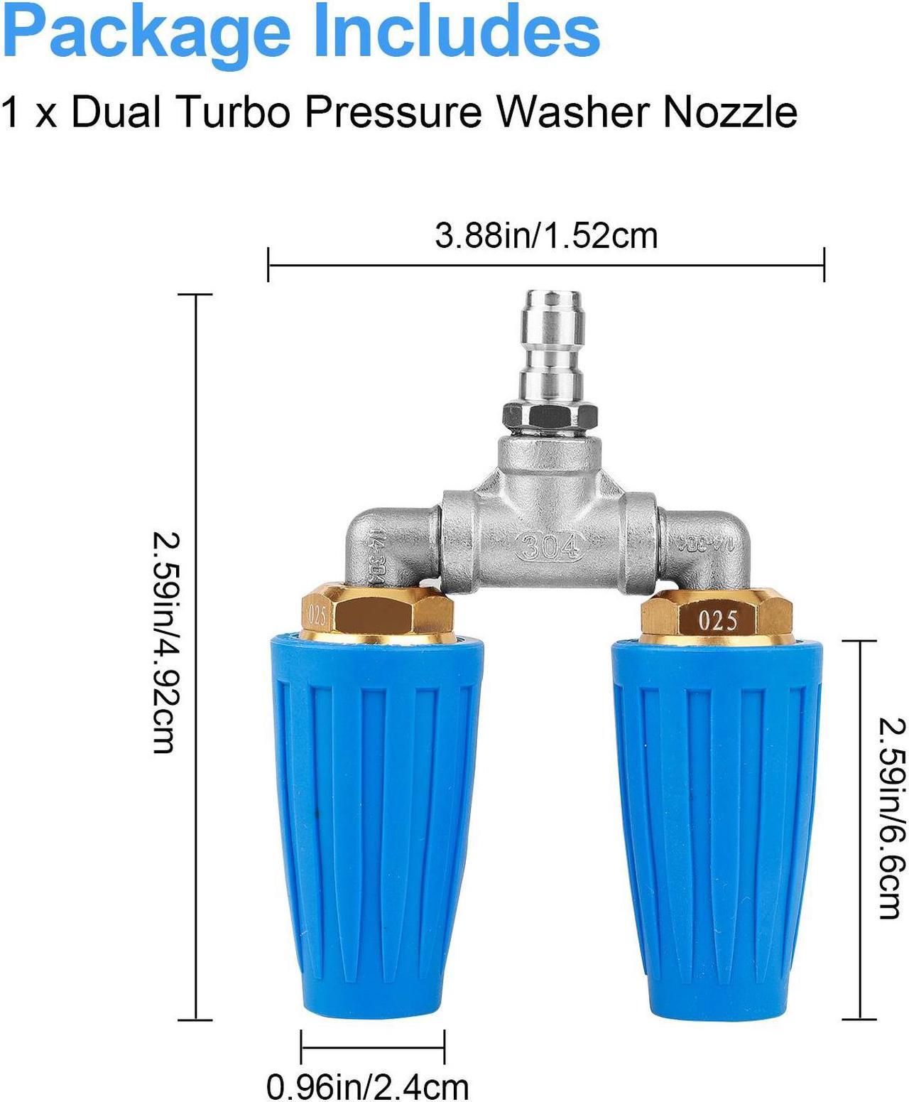 Alt view image 7 of 7 - NSI Dual Turbo Nozzle Pressure Washer - 360° Rotating Turbo Nozzle For Power Washer with 1/4" Quick Connector, 2.5 Orifice Twin Turbo Nozzle (Blue)