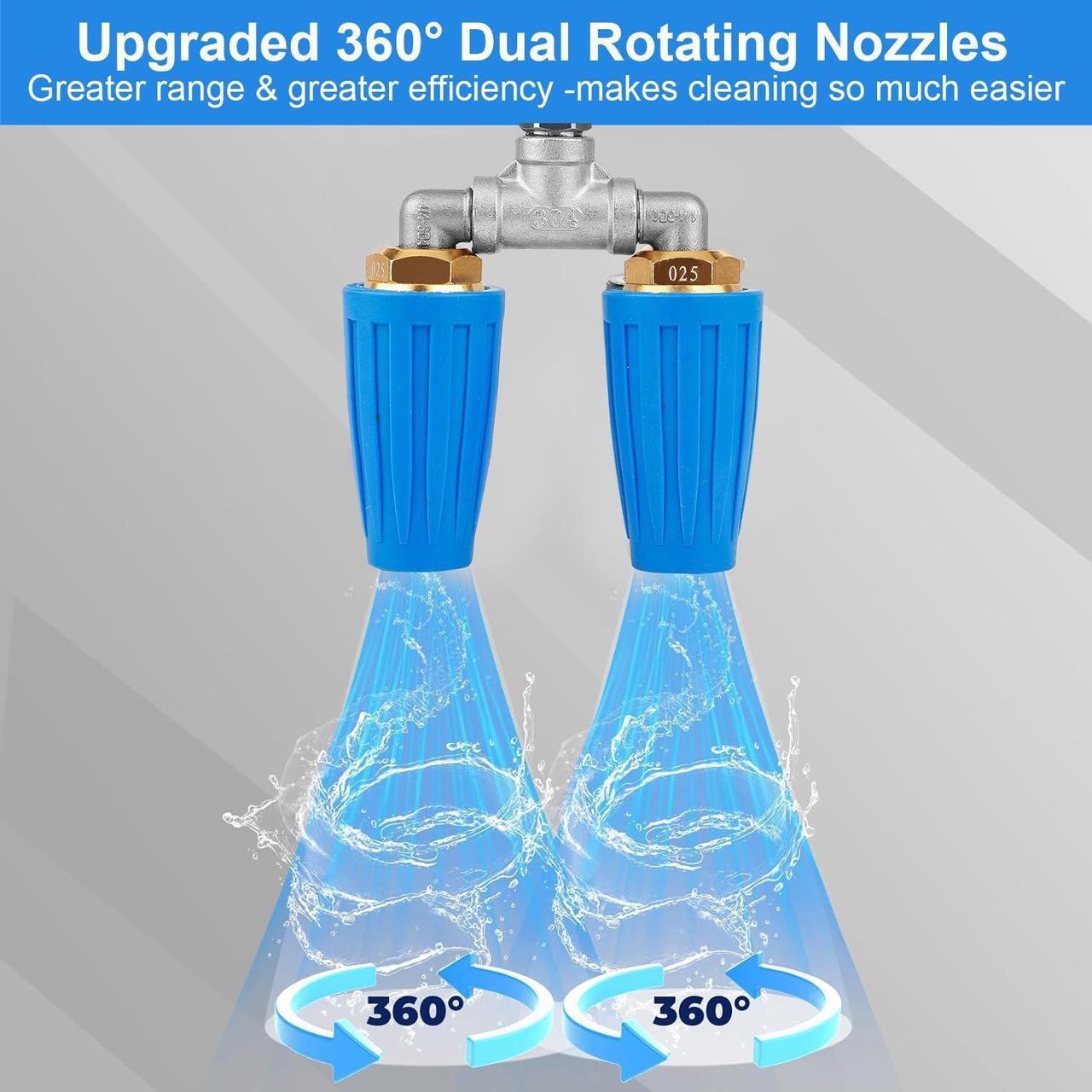 Alt view image 6 of 7 - NSI Dual Turbo Nozzle Pressure Washer - 360° Rotating Turbo Nozzle For Power Washer with 1/4" Quick Connector, 2.5 Orifice Twin Turbo Nozzle (Blue)