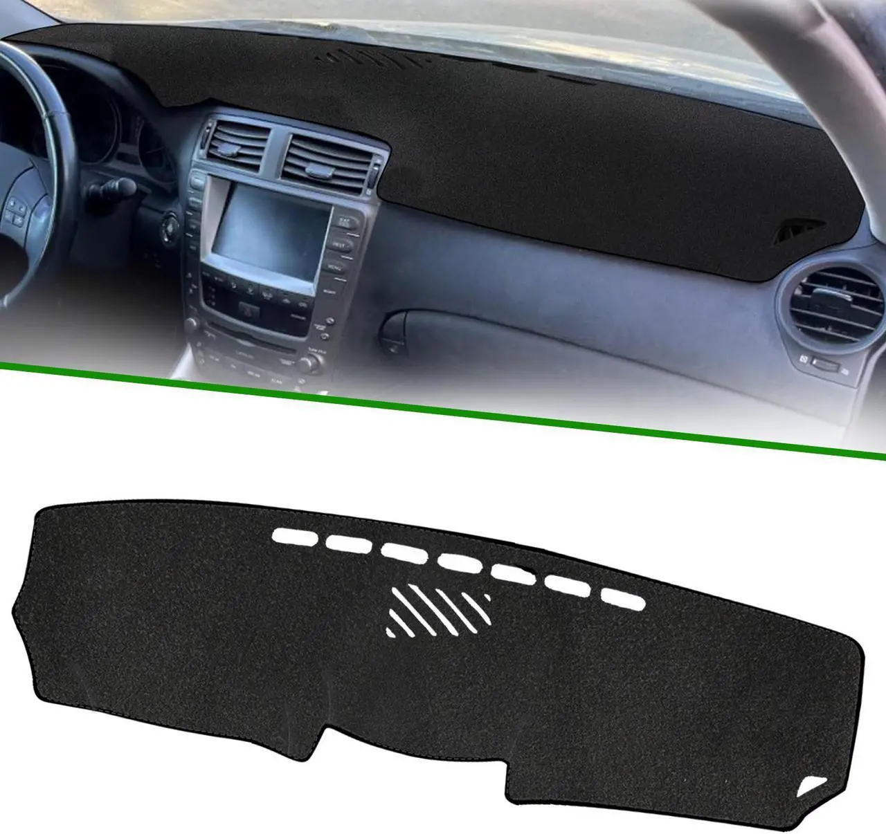 Main image of NSI Dashboard Cover For Lexus IS250 IS350 2006-2011 - High-Quality Polyester, Silicone Anti-Skid Bottom, Reduces Glare, Pre-Cut Vents, Easy Installation