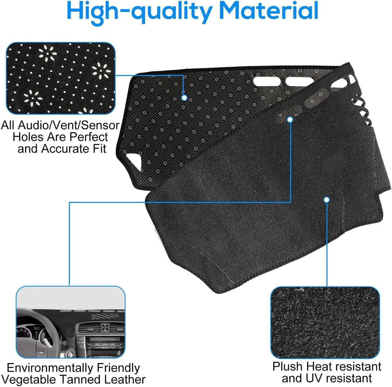 Alt view image 2 of 7 - NSI Dashboard Cover For Lexus IS250 IS350 2006-2011 - High-Quality Polyester, Silicone Anti-Skid Bottom, Reduces Glare, Pre-Cut Vents, Easy Installation