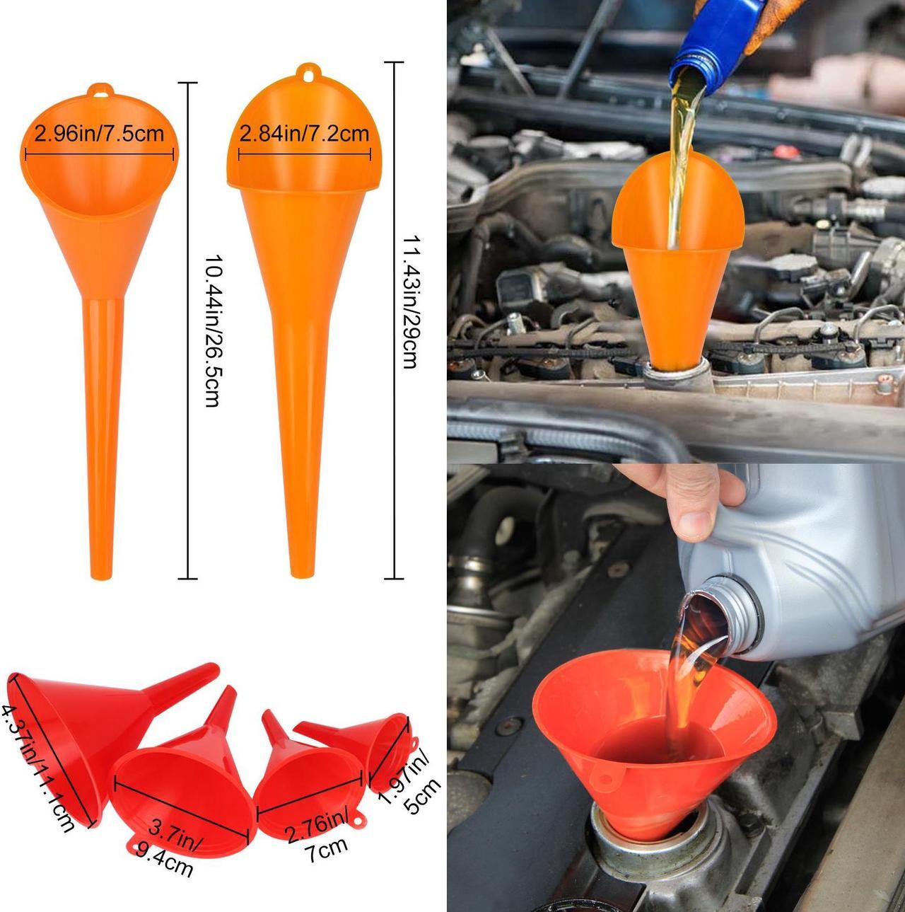 Alt view image 2 of 7 - NSI 10 Pcs Automotive Funnels Set - Plastic Long Neck Oil Funnels, Snap Funnel, Flexible Right Angle Funnels, Wide Mouth Fuel Funnels for Filling Coolant, Gasoline