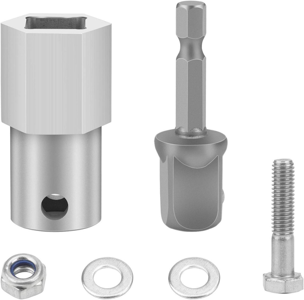 Main image of NSI Stainless Steel Top Wind Trailer Jack Crank Handle Cordless Drill Adapter Kit - with 1/2 Inch Socket Adapter Bit