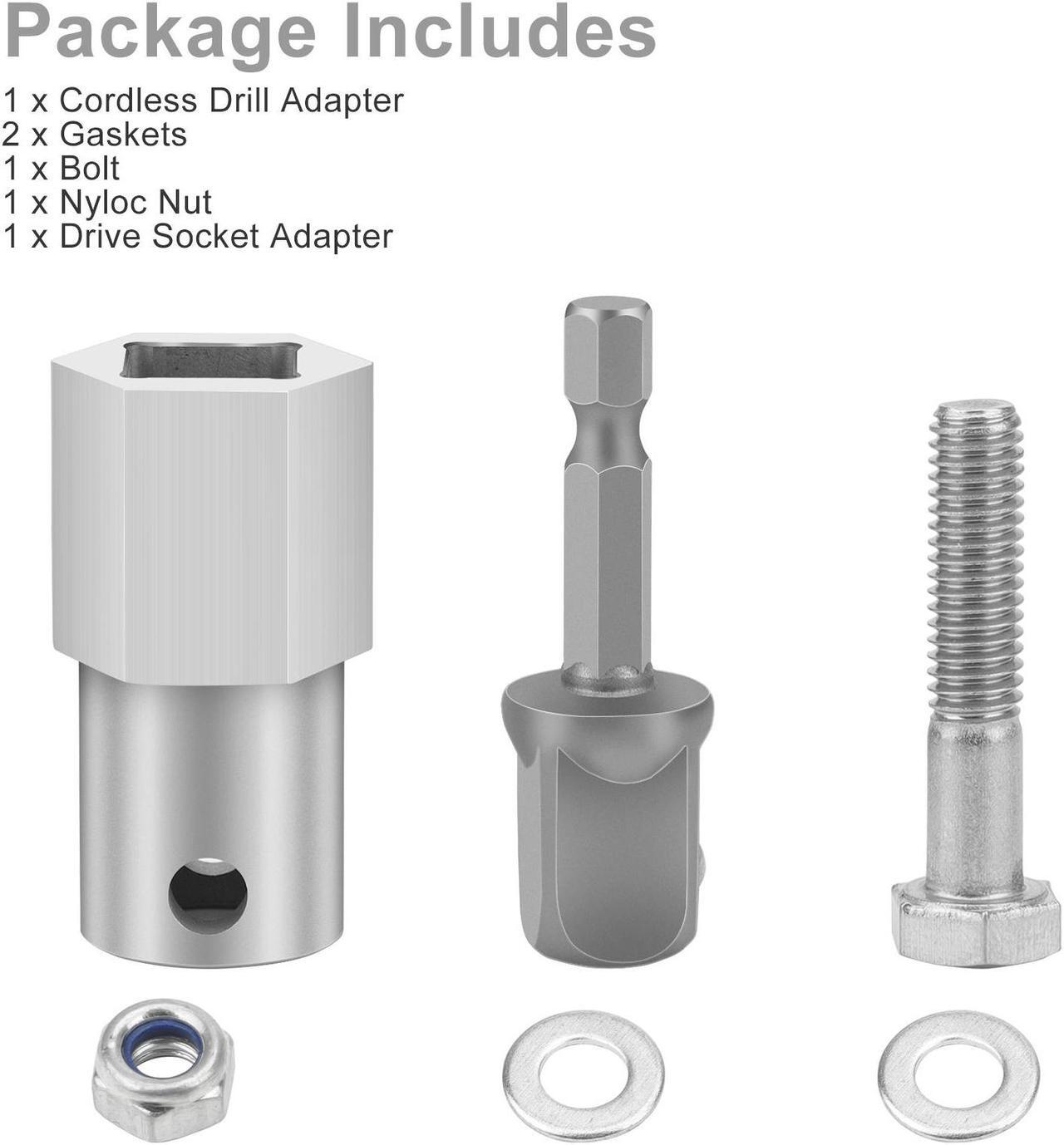 Alt view image 7 of 7 - NSI Stainless Steel Top Wind Trailer Jack Crank Handle Cordless Drill Adapter Kit - with 1/2 Inch Socket Adapter Bit
