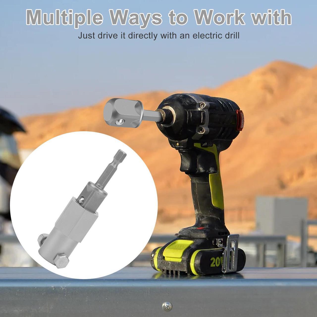 Alt view image 3 of 7 - NSI Stainless Steel Top Wind Trailer Jack Crank Handle Cordless Drill Adapter Kit - with 1/2 Inch Socket Adapter Bit