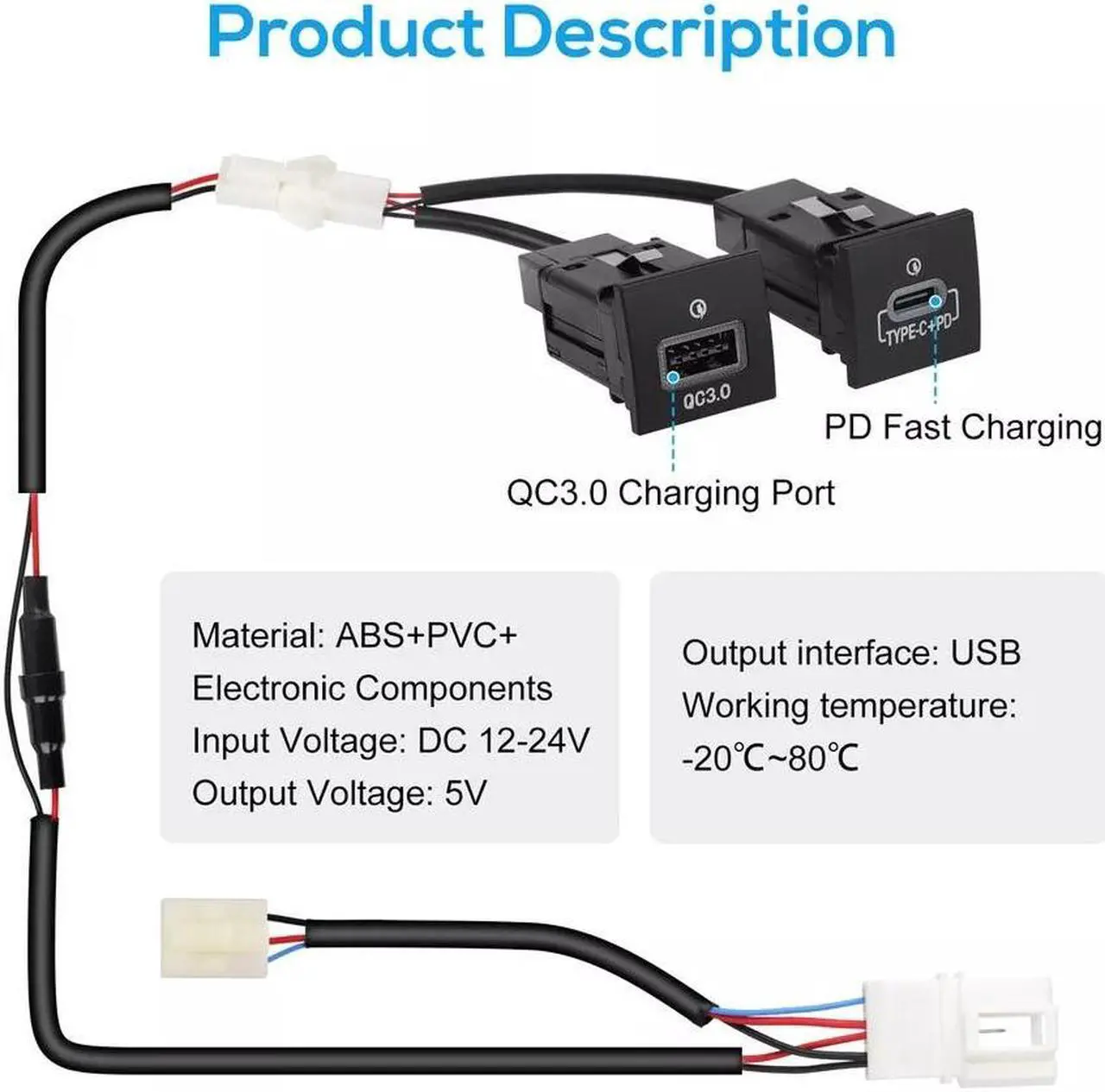Alt view image 5 of 7 - NSI USB QC3.0 Charger + PD for VW Golf GTI R-Line MK5/MK6 (2006-2013), Jetta MK6 (2010-2014)  Dual Fast Charge with LED Indicator