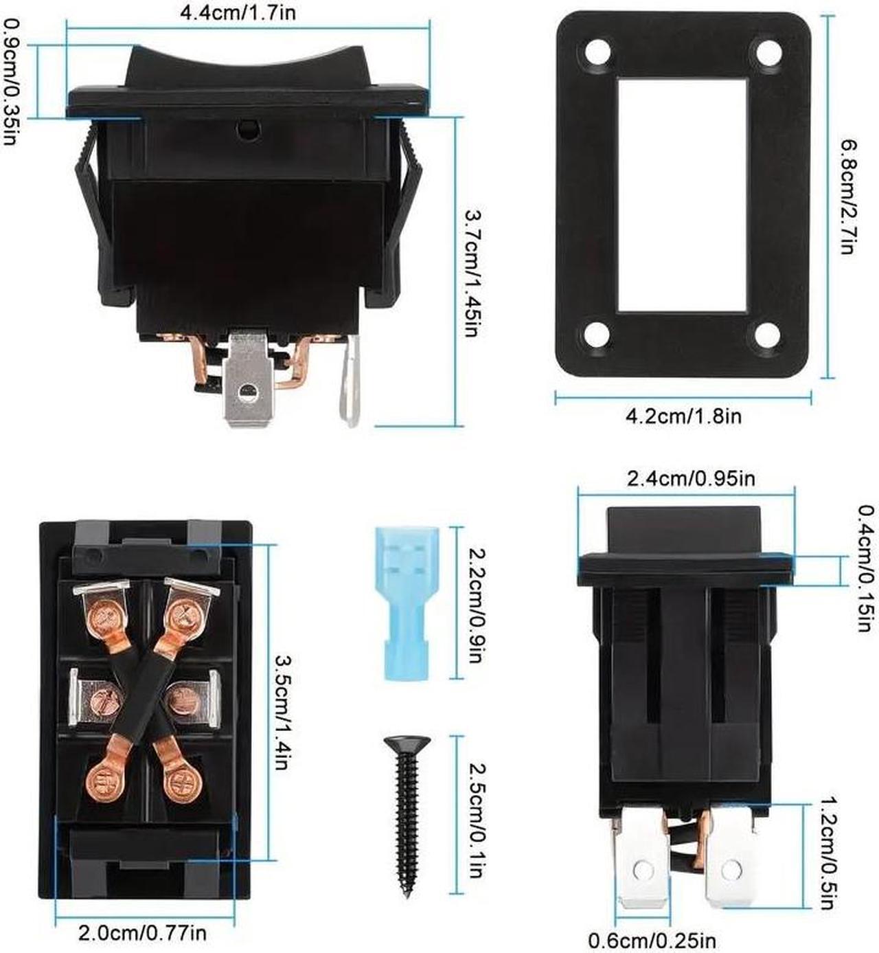 Alt view image 6 of 7 - NSI 2 pcs 30A DPDT Polarity Reversing Momentary Switch - Up Down Toggle Rocker Switch for Trailer Stabilizers and RV Applications