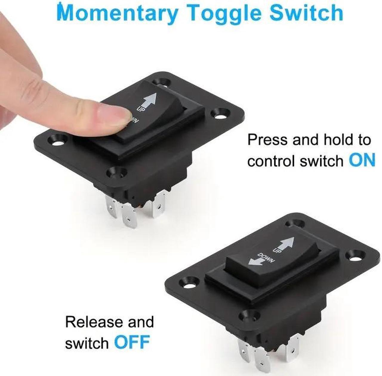 Alt view image 4 of 7 - NSI 2 pcs 30A DPDT Polarity Reversing Momentary Switch - Up Down Toggle Rocker Switch for Trailer Stabilizers and RV Applications