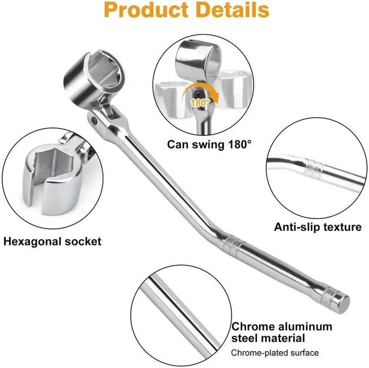Alt view image 2 of 7 - NSI 7/8" 22mm Flexible Head Oxygen Sensor Wrench - Heavy Duty Forged Steel O2 Sensor Removal Tool for Auto Repair