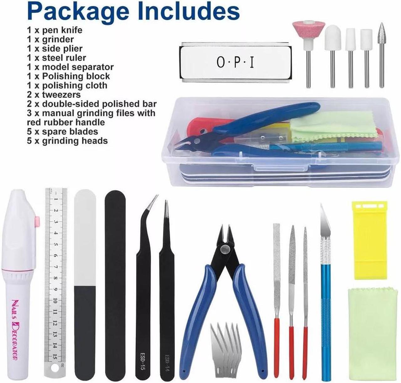 Alt view image 7 of 7 - NSI 24 Pcs Model Building Tool Kit for Gundam and Car Models  Precision Craft Tools with Plier, Pen Knife, Tweezers, Grinding Files, Polishing Block, and Portable Case.