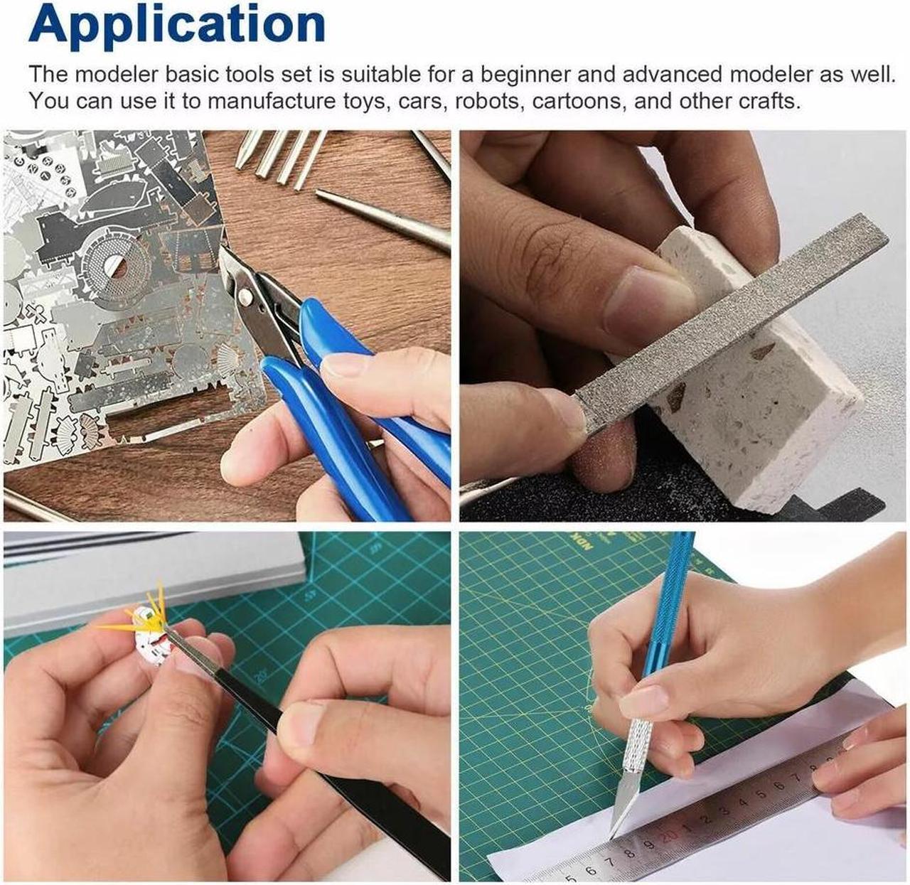 Alt view image 5 of 7 - NSI 24 Pcs Model Building Tool Kit for Gundam and Car Models  Precision Craft Tools with Plier, Pen Knife, Tweezers, Grinding Files, Polishing Block, and Portable Case.