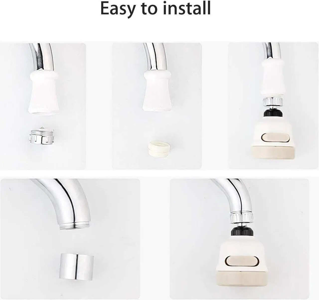 Alt view image 6 of 7 - NSI Kitchen Faucet Aerator  360° Swivel Kitchen Sink Sprayer, Water Saving Faucet Head Attachment For Sink