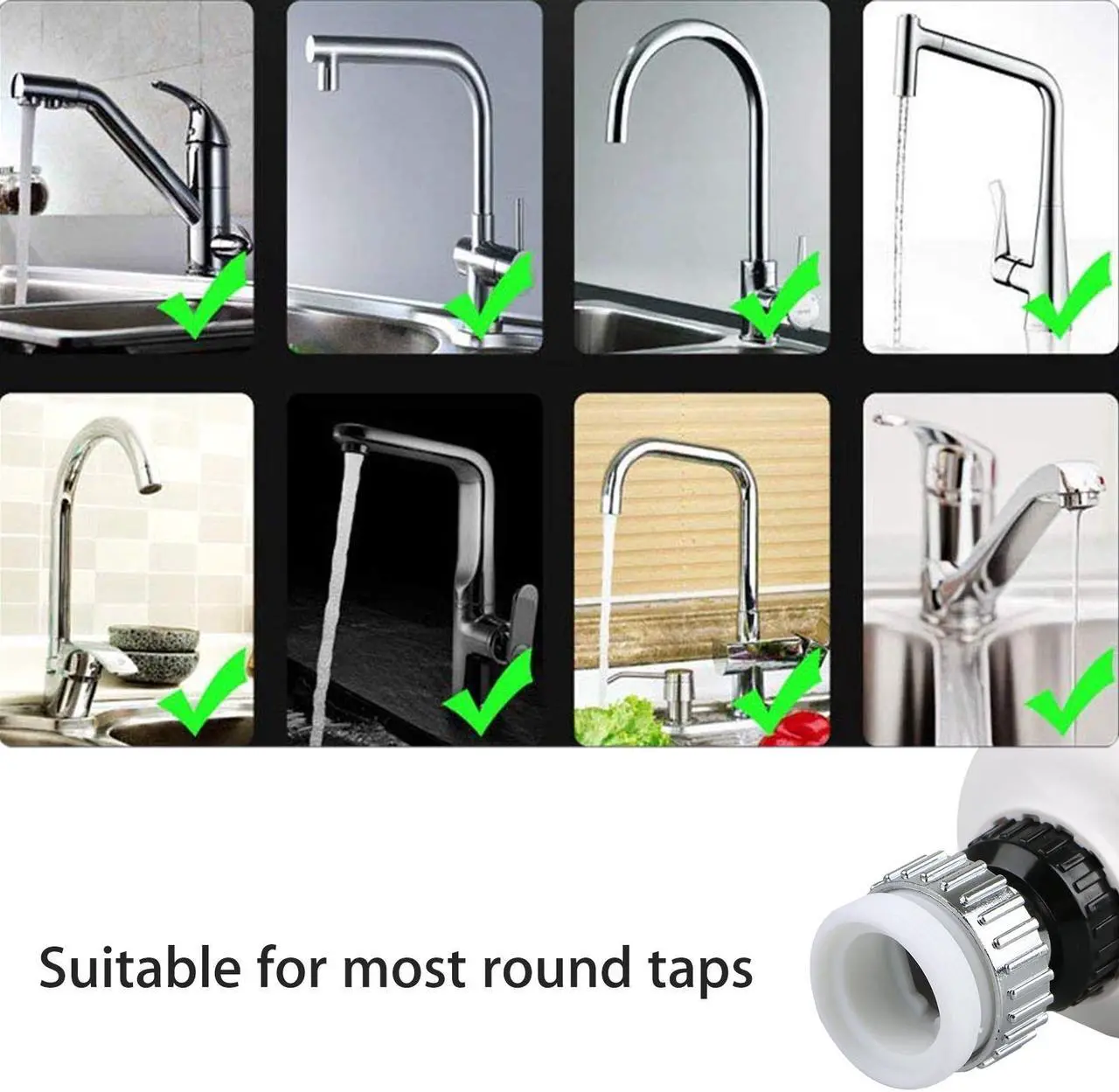 Alt view image 5 of 7 - NSI Kitchen Faucet Aerator  360° Swivel Kitchen Sink Sprayer, Water Saving Faucet Head Attachment For Sink