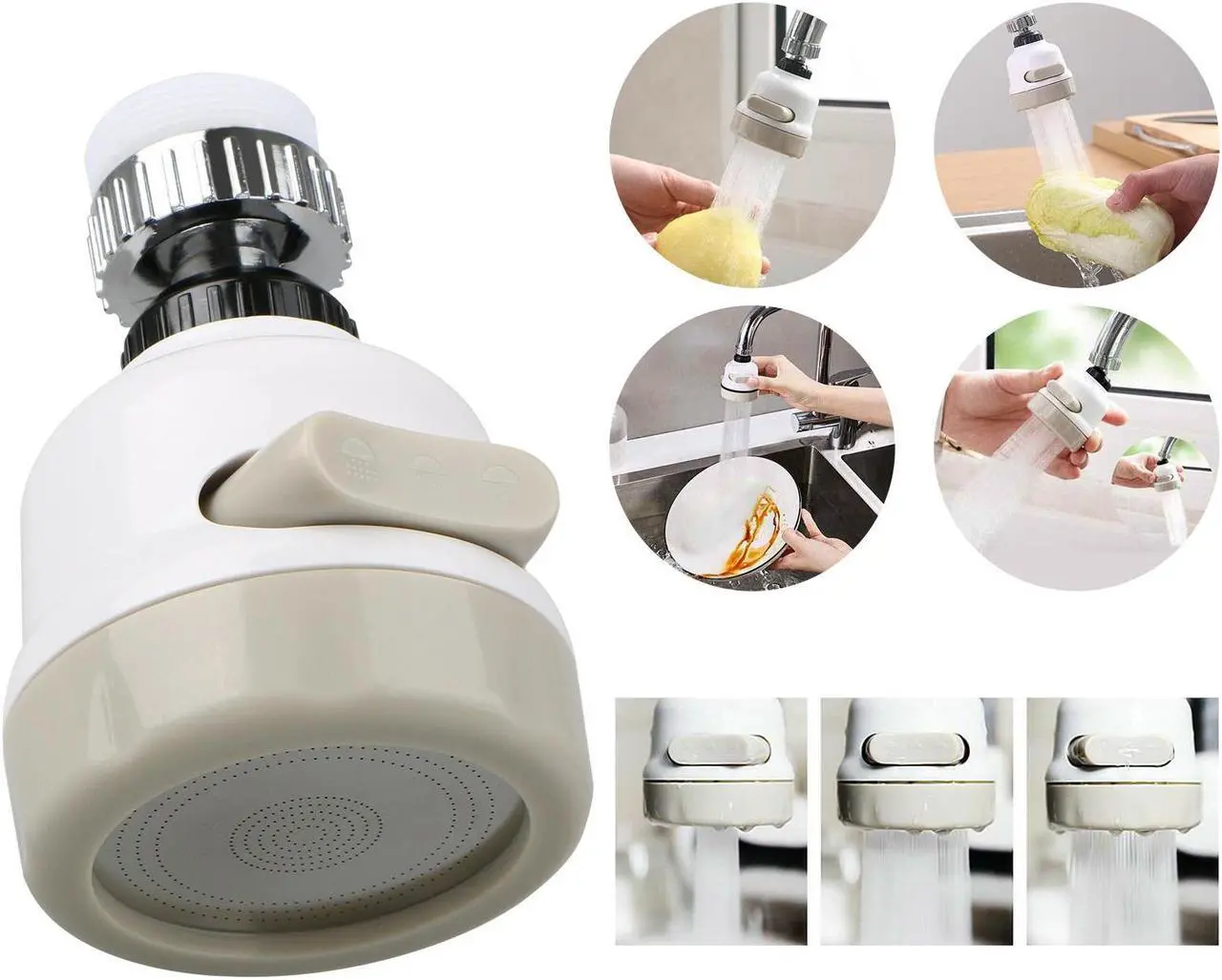 Main image of NSI Kitchen Faucet Aerator  360° Swivel Kitchen Sink Sprayer, Water Saving Faucet Head Attachment For Sink