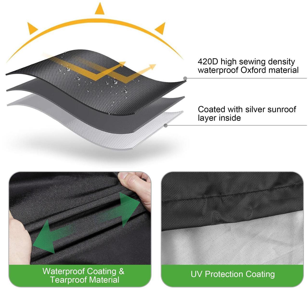 Alt view image 3 of 6 - NSI Heavy Duty Waterproof Patio Heater Cover with Zipper - Tear Resistant Protector for Outdoor Standing Propane Heaters (Black)