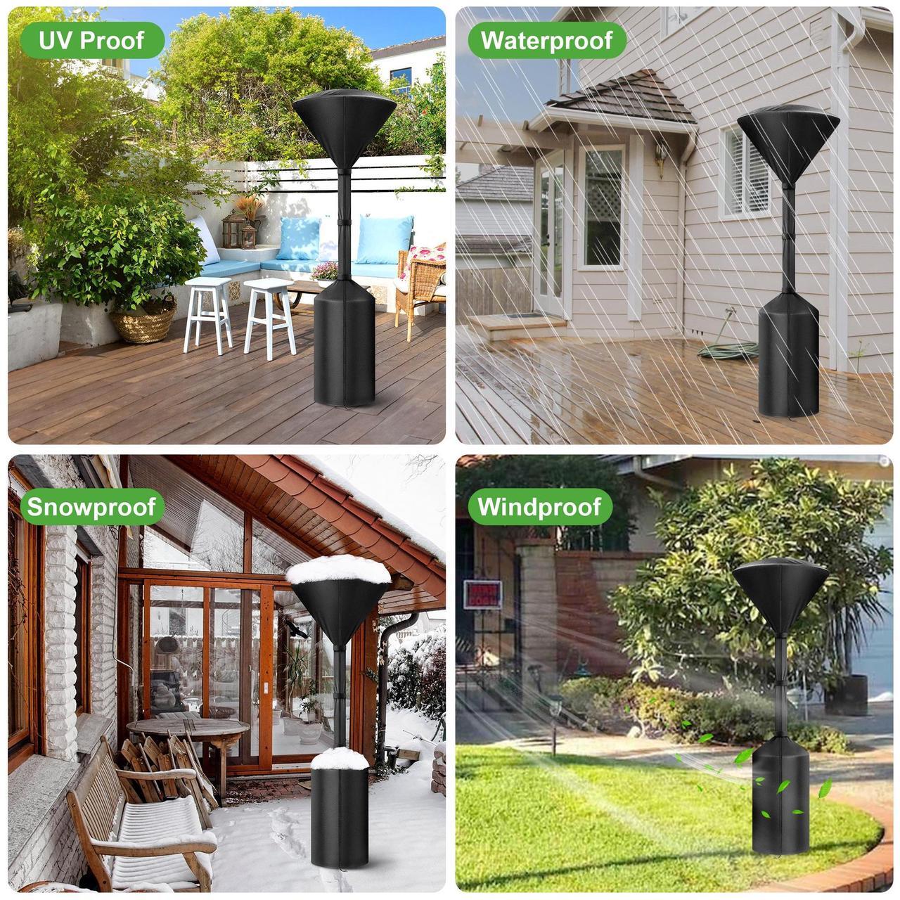 Alt view image 2 of 6 - NSI Heavy Duty Waterproof Patio Heater Cover with Zipper - Tear Resistant Protector for Outdoor Standing Propane Heaters (Black)