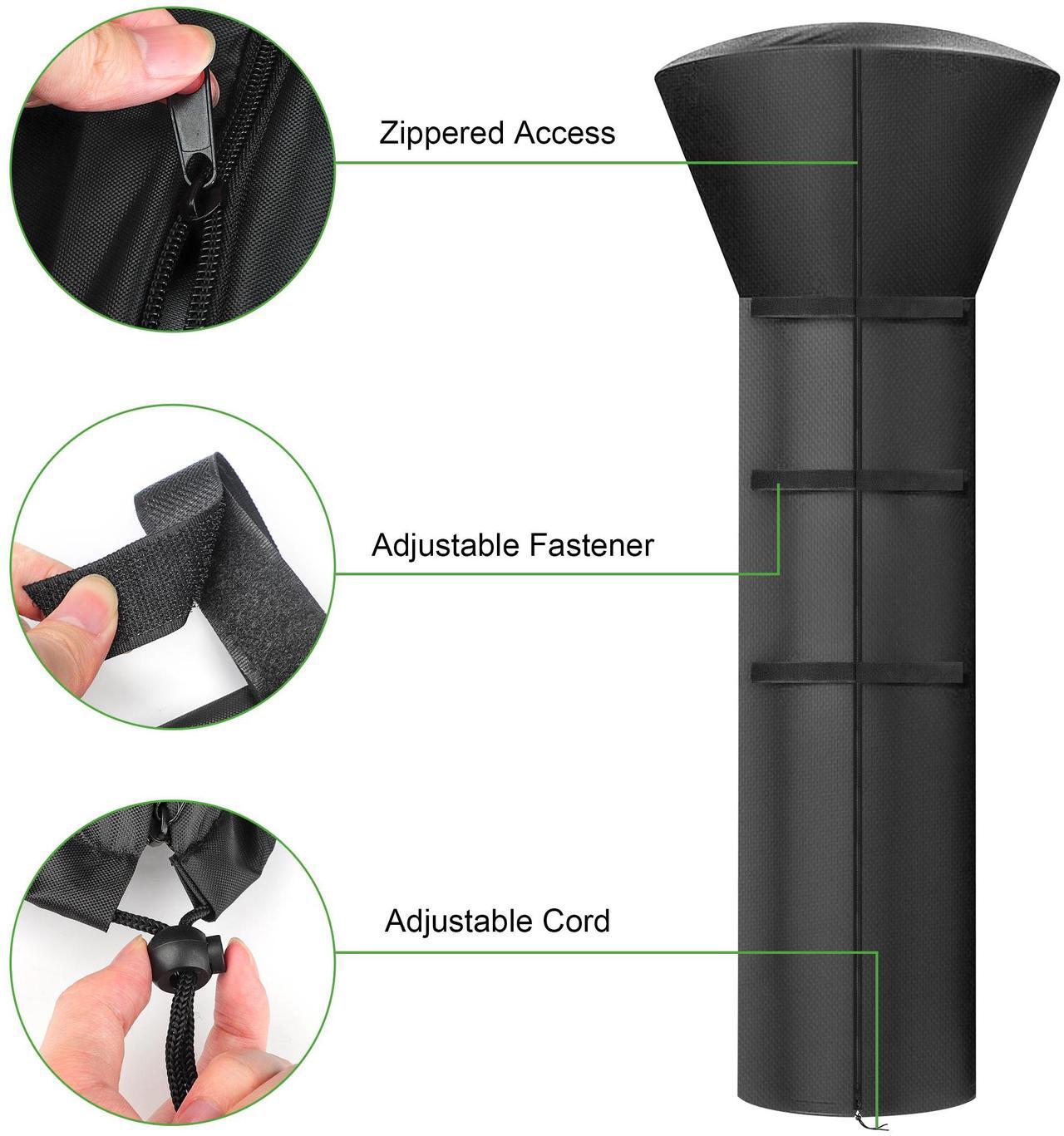 Alt view image 5 of 6 - NSI Heavy Duty Waterproof Patio Heater Cover with Zipper - Tear Resistant Protector for Outdoor Standing Propane Heaters (Black)