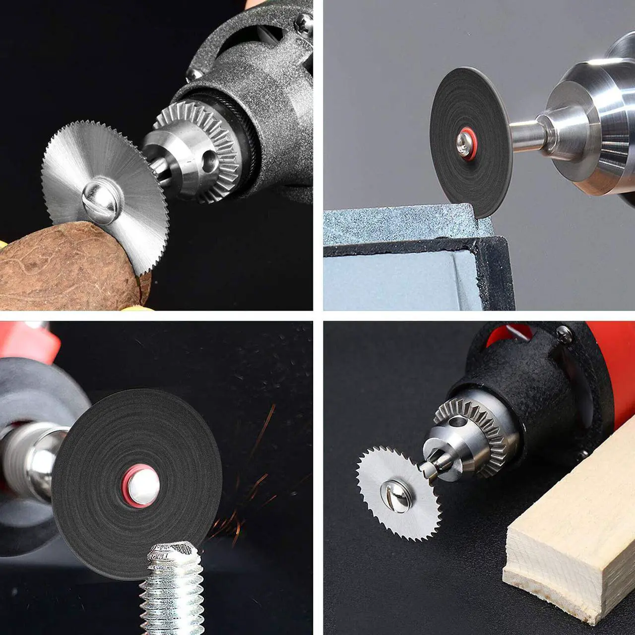 Alt view image 4 of 7 - NSI 30 Pcs Cutting Wheel Set for Rotary Tool - HSS Circular Saw Blades, Diamond, and Resin Cutting Discs for Wood, Plastic, Stone, and More