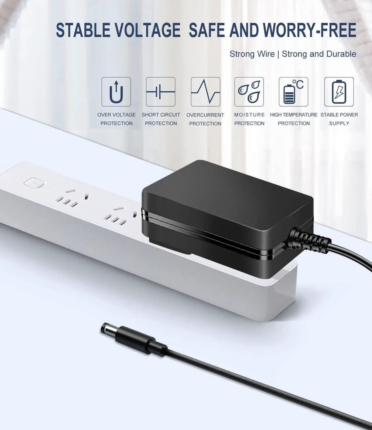 Alt view image 4 of 6 - 12V 2A Power Adapter AC Power Supply Cord 12 Volts 2 Amps Regulated Switching Charger with 8 Interchangeable DC Plug for 2000mA 1500mA 1000mA 900mA 850mA 800mA 700mA 600mA 500mA Equipment