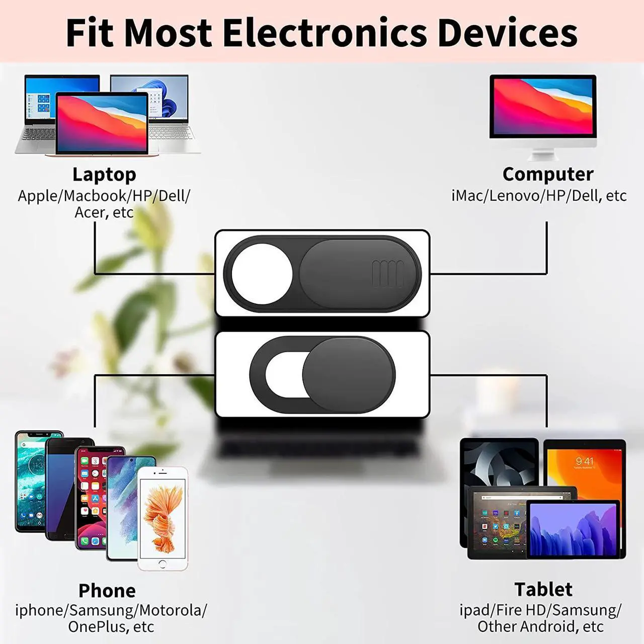Alt view image 3 of 4 - Laptop Camera Cover Slide 6PCS, 2 Size Ultra Thin Webcam Cover Blocker, Large for Laptop Computer, Small for Phone Tablet, Suitable for iPhone iPad MacBook Pro, Protect Your Privacy