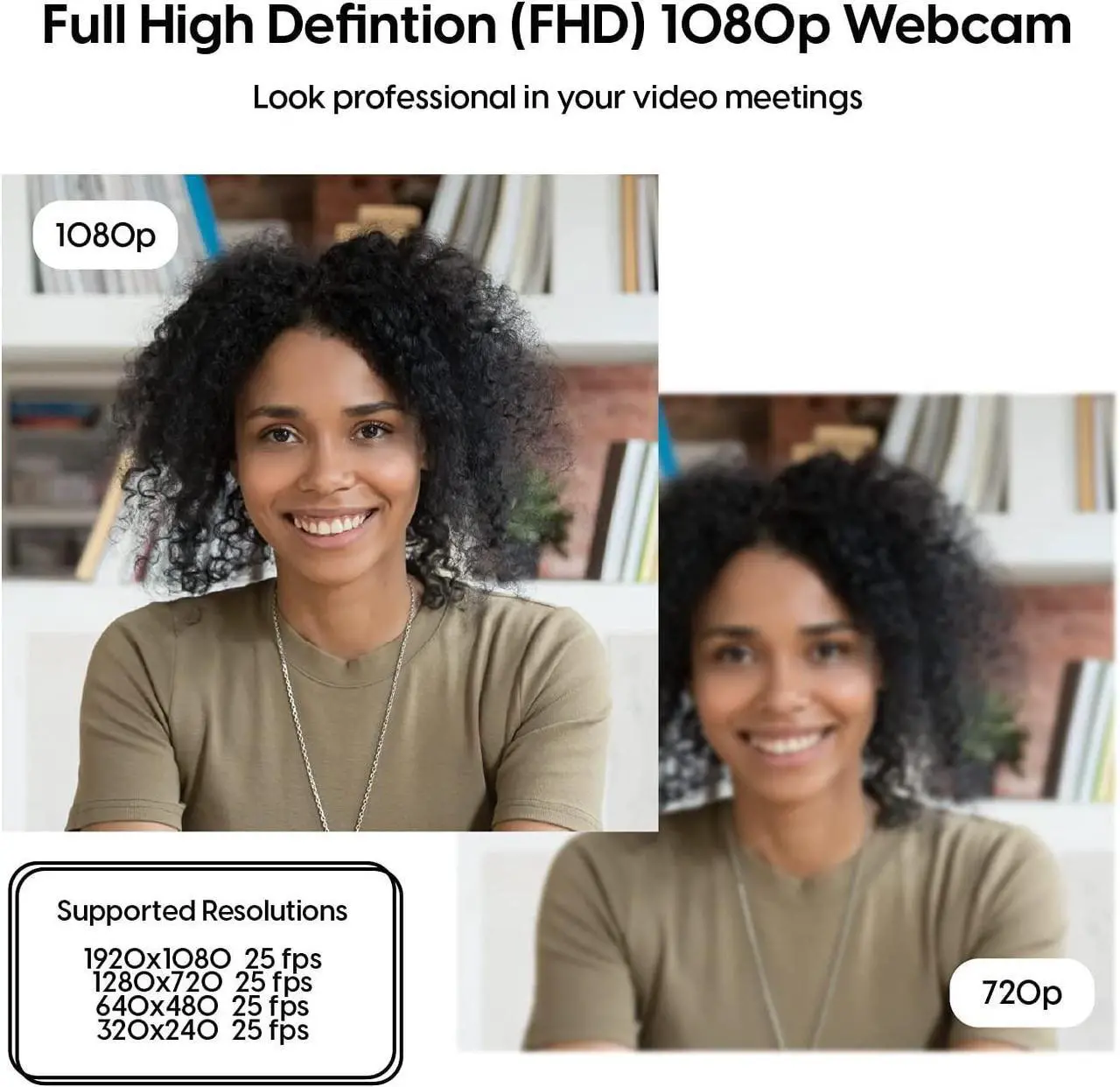 Alt view image 2 of 6 - TalkWorks Webcam with Microphone Support - External Camera for Laptop and Desktop - High Resolution and Large Window Size with USB Cable and Dual Microphone Input - Compact and Portable, Black
