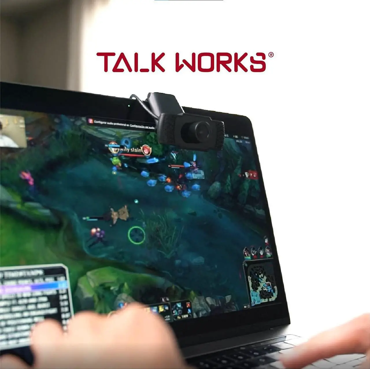 Alt view image 6 of 6 - TalkWorks Webcam with Microphone Support - External Camera for Laptop and Desktop - High Resolution and Large Window Size with USB Cable and Dual Microphone Input - Compact and Portable, Black