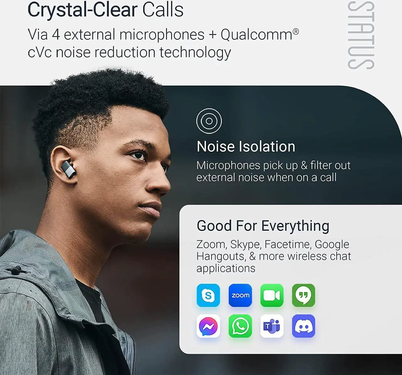 Alt view image 5 of 5 - Status Audio Between Pro True Wireless Earbuds - Small Charging Case - 4 Microphones - Hybrid Triple Driver - 12 + 36 Hour Battery - Bluetooth 5.2 - Noise-Isolating Fit - IPX5 Water Resistant Ear Buds
