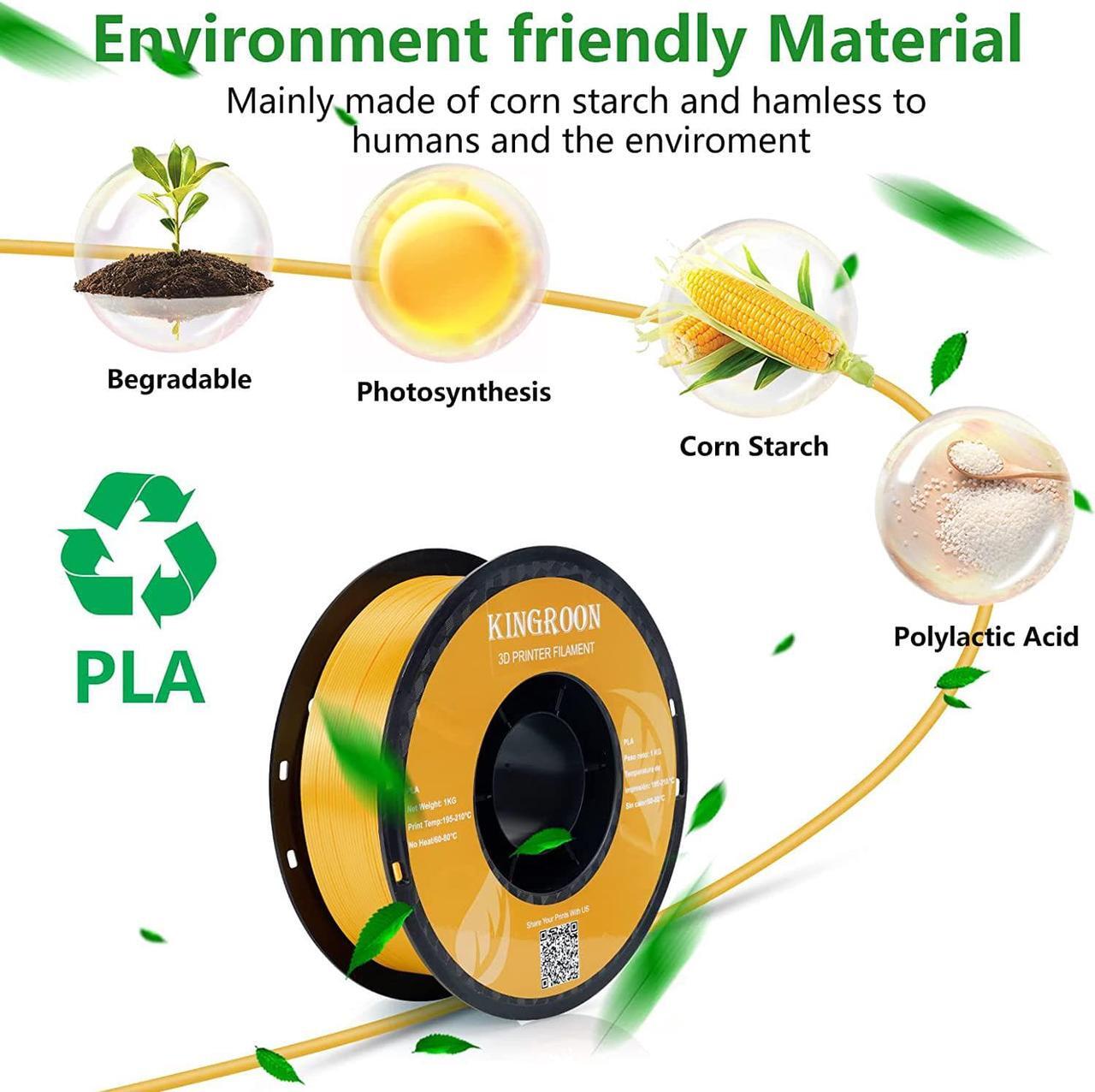 Alt view image 5 of 7 - Kingroon Silk PLA 3D Printer Filament, Dimensional Accuracy +/- 0.03 mm, 1 kg Spool(2.2lbs), PLA Shiny Filament 1.75 mm (Gold)