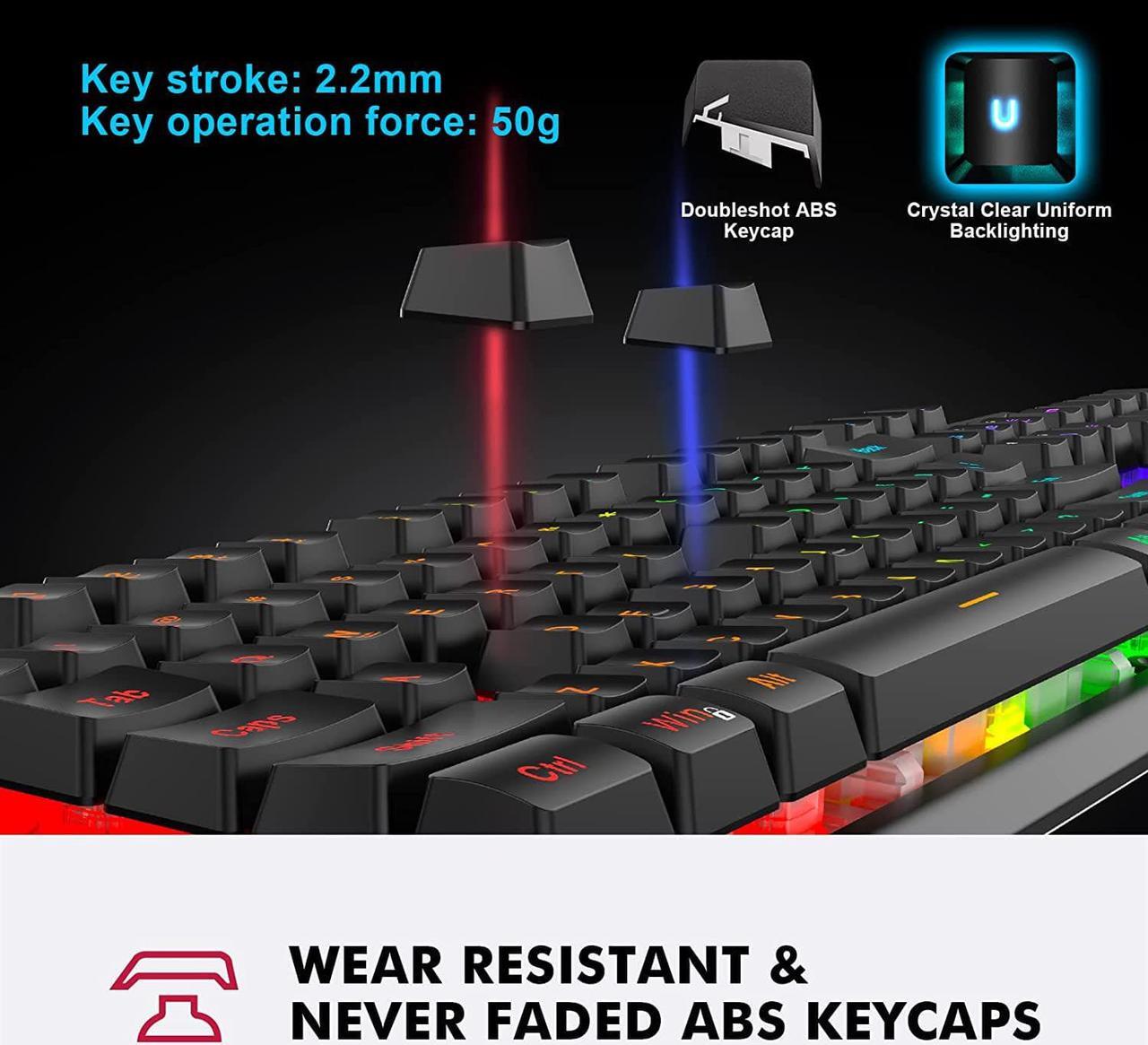 Alt view image 4 of 7 - NPET K10 Wired Gaming Keyboard, LED Backlit, Spill-Resistant Design, Multimedia Keys, Quiet Silent USB Membrane Keyboard for Desktop, Computer, PC (Black)