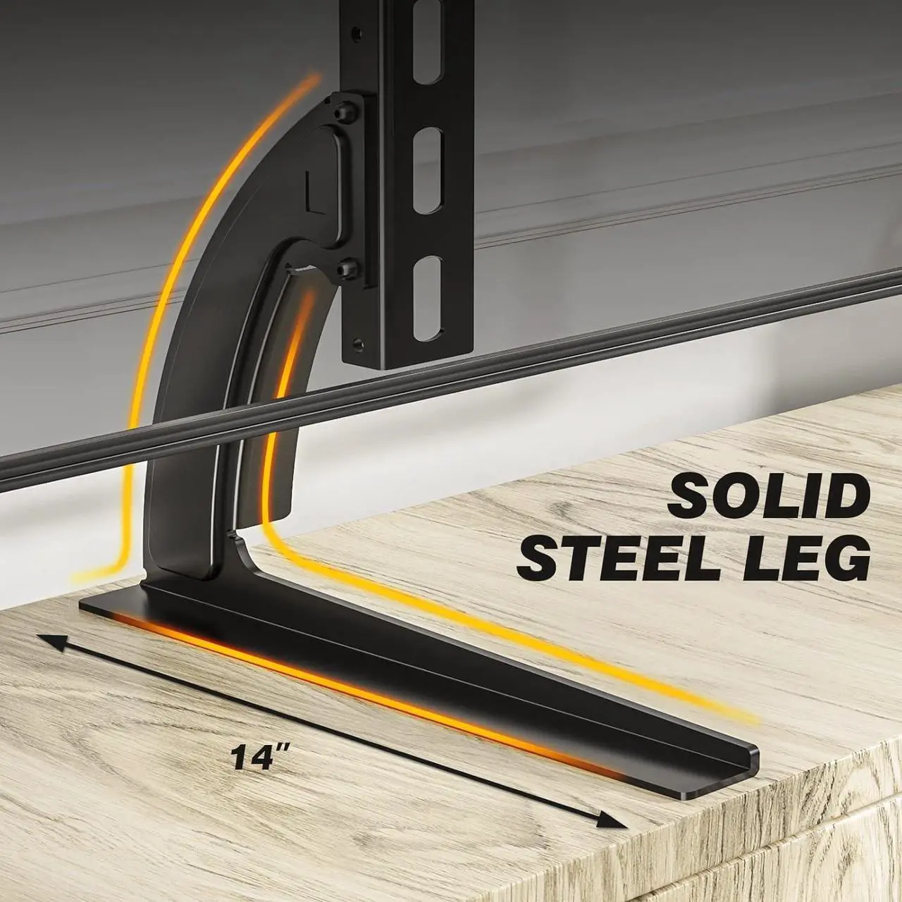 Alt view image 4 of 7 - 5Rcom TV Stand Mount, Universal TV Stand Tabletop for 22 to 65 inch Plasma LCD LED Flat Screen TVs, TV Legs, Holds up to 88lbs, Max VESA 800 x 500mm, Height Adjustable TV Base,