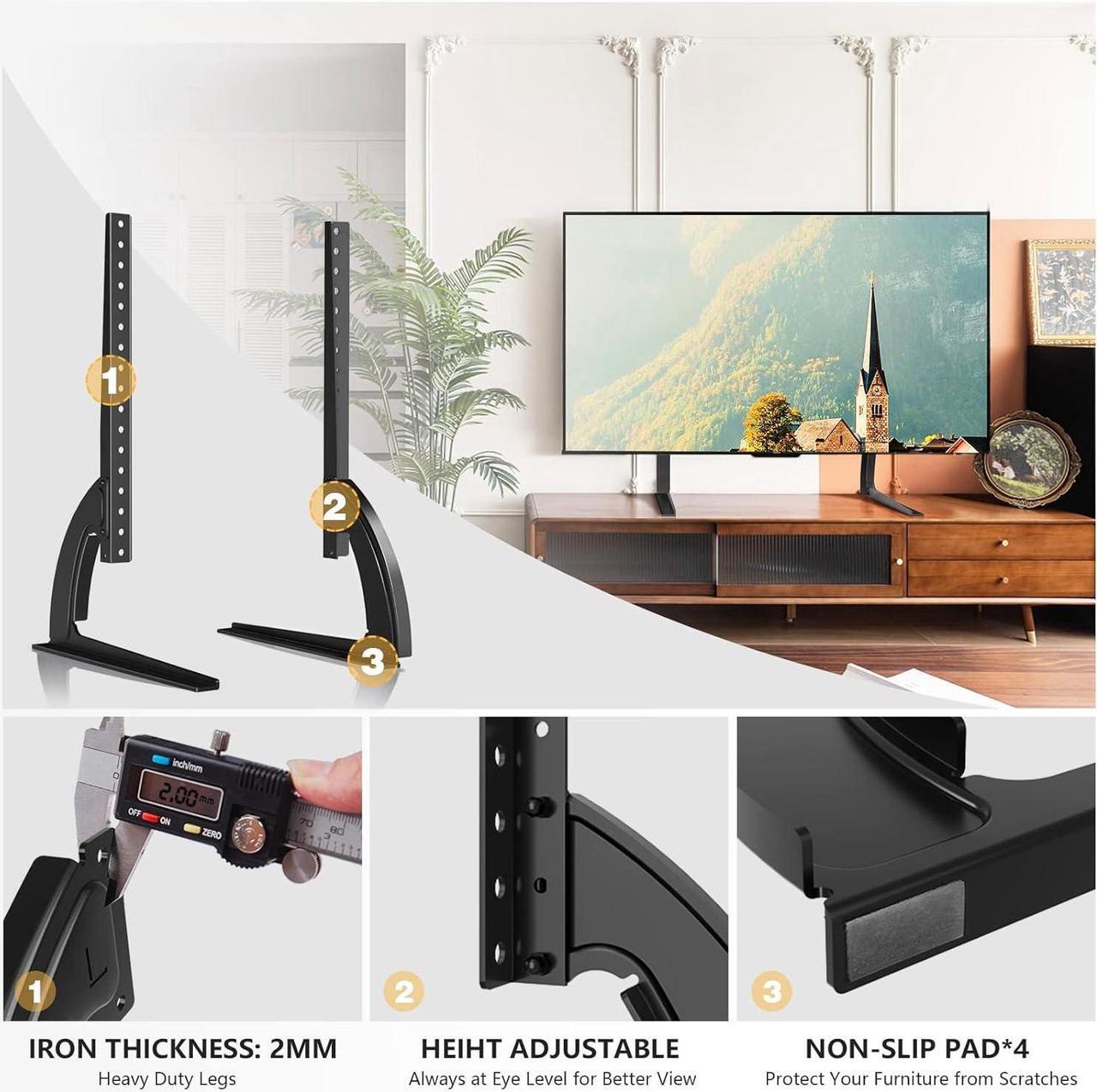 Alt view image 4 of 7 - TAVR Universal Table Top TV Stand Base/Legs for Most 32 37 40 42 47 50 55 LCD LED Plasma Flat Screen TVs, Height Adjustable Replacement Stand, Holds up to 88 lbs, Max VESA 800x400 mm