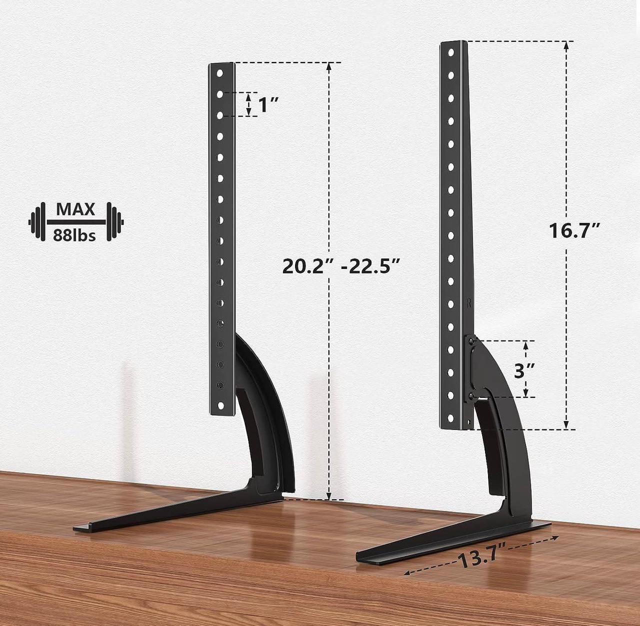 Alt view image 7 of 7 - TAVR Universal Table Top TV Stand Base/Legs for Most 32 37 40 42 47 50 55 LCD LED Plasma Flat Screen TVs, Height Adjustable Replacement Stand, Holds up to 88 lbs, Max VESA 800x400 mm