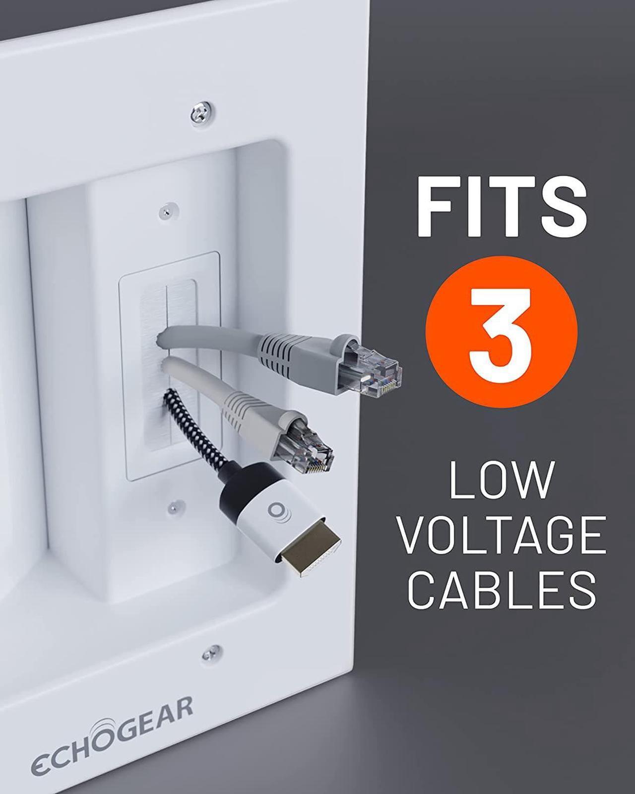 Alt view image 3 of 7 - ECHOGEAR TV Cord Hider for Wall Mounted TV - Dual Outlet in Wall Cable Management Kit for Power Cables & Low Voltage Wires - Includes Template, Saw, & Low Profile Extension Cord