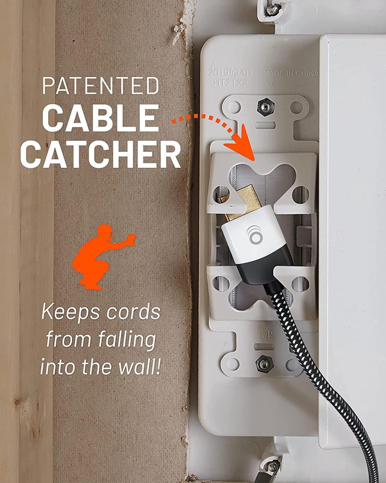 Alt view image 7 of 7 - ECHOGEAR TV Cord Hider for Wall Mounted TV - Dual Outlet in Wall Cable Management Kit for Power Cables & Low Voltage Wires - Includes Template, Saw, & Low Profile Extension Cord
