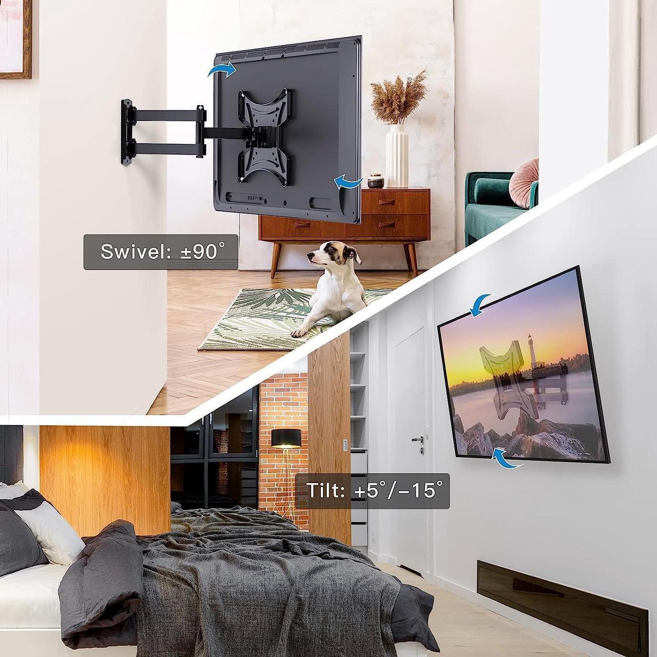 Alt view image 2 of 7 - TV Wall Mount for 13-42 Inch Flat or Curved TVs & Monitors, Full Motion TV Wall Mount with Articulating Arms Swivel Tilt Extends, Corner tv Bracket Max VESA 200x200 mm up to 44lbs, PSSFK1