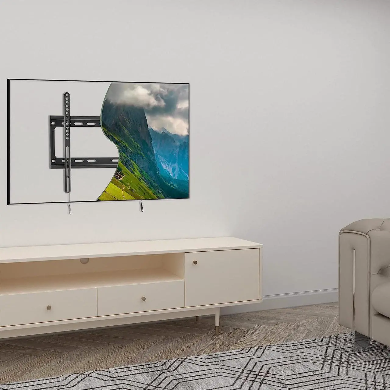 Alt view image 7 of 7 - Fixed TV Wall Mount for Most 26-60 Inch TVs, Low Profile TV Mount with Quick Release Lock, Ultra Slim Wall Mount TV Bracket, Max VESA 400x400mm, Holds up to 99 lbs, up to 16Wood Studs