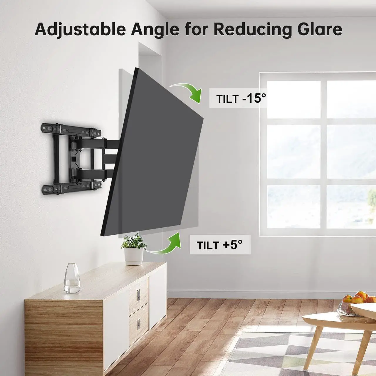 Alt view image 2 of 5 - Full Motion TV Wall Mount 42"-84" TVS, Fits 16" 18" or 24" Studs, Heavy Duty TV Mounts Bracket with Dual Articulating Arms Tilt Swivel Extension Max VESA 600x400mm, Weight Capacity 110lbs