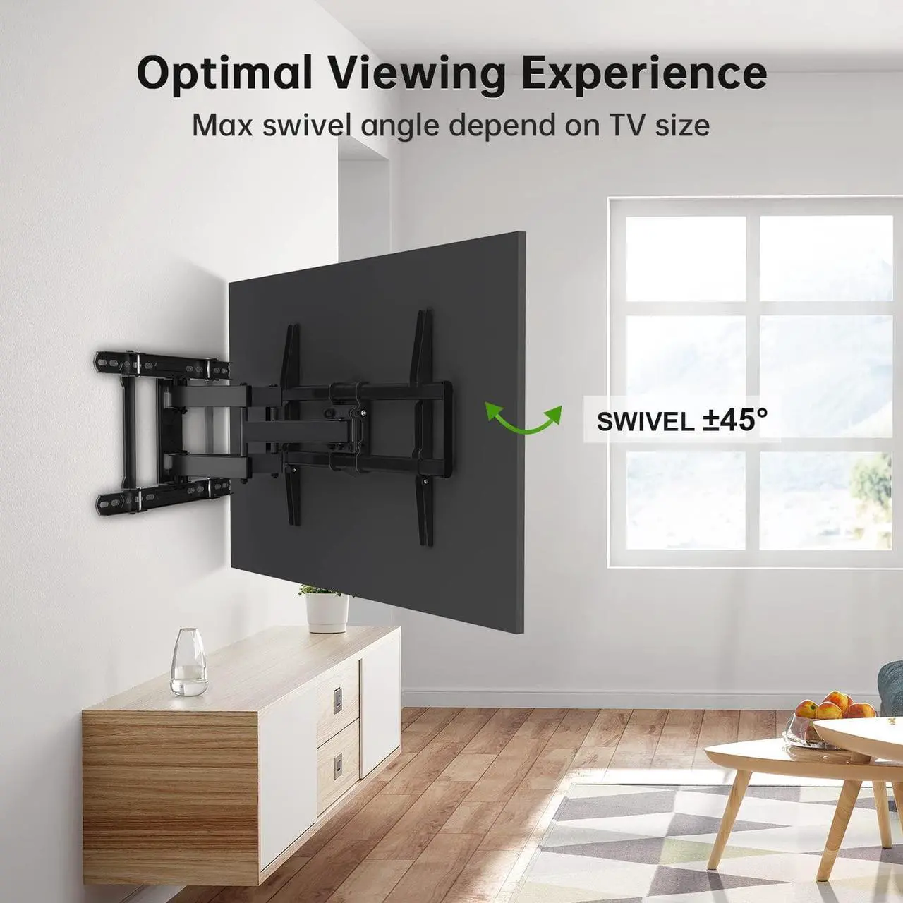 Alt view image 3 of 5 - Full Motion TV Wall Mount 42"-84" TVS, Fits 16" 18" or 24" Studs, Heavy Duty TV Mounts Bracket with Dual Articulating Arms Tilt Swivel Extension Max VESA 600x400mm, Weight Capacity 110lbs