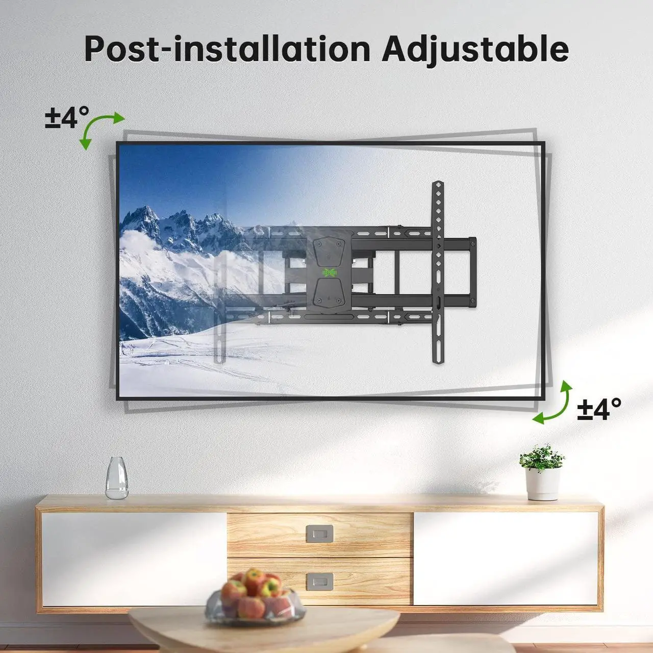 Alt view image 4 of 5 - Full Motion TV Wall Mount 42"-84" TVS, Fits 16" 18" or 24" Studs, Heavy Duty TV Mounts Bracket with Dual Articulating Arms Tilt Swivel Extension Max VESA 600x400mm, Weight Capacity 110lbs