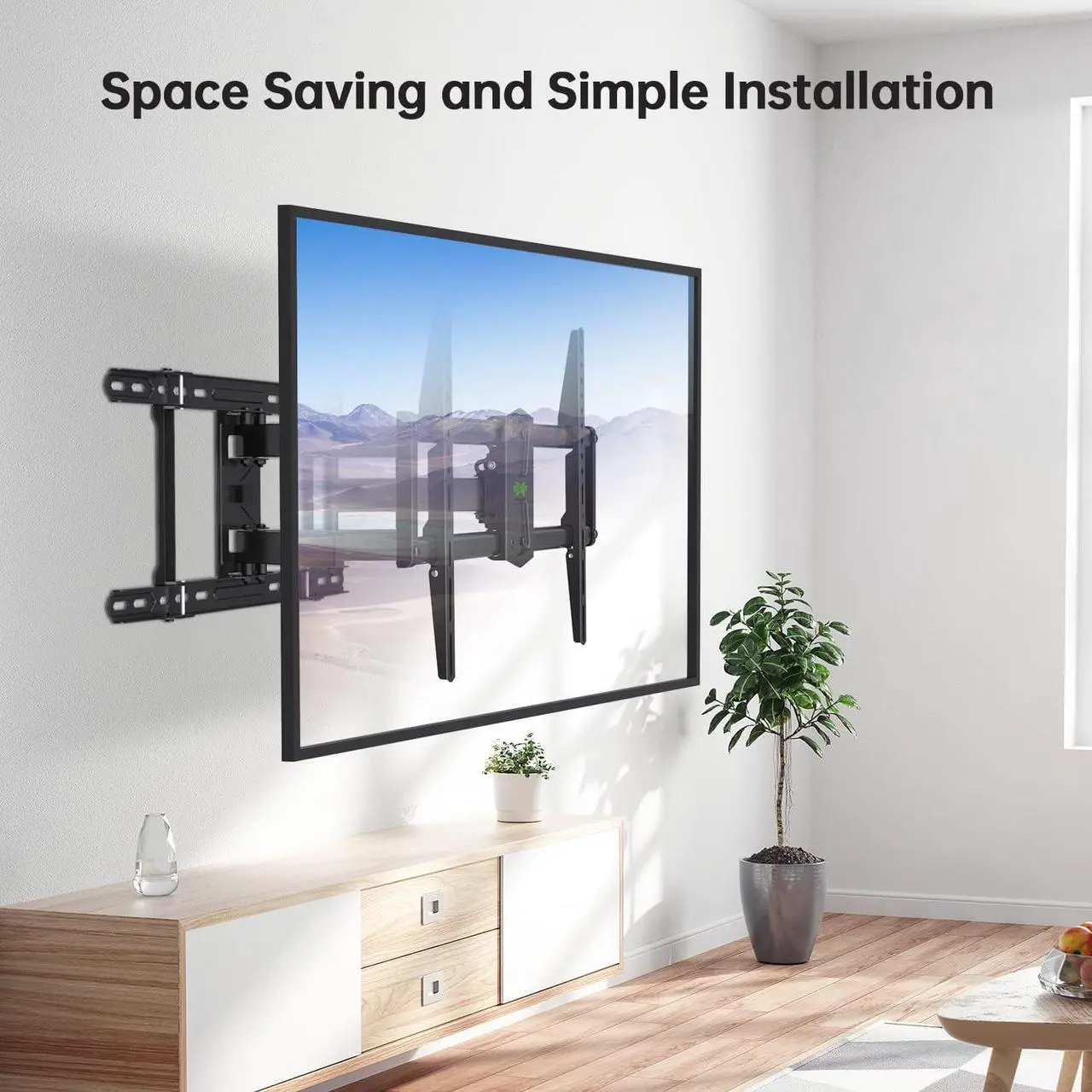 Alt view image 5 of 5 - Full Motion TV Wall Mount 42"-84" TVS, Fits 16" 18" or 24" Studs, Heavy Duty TV Mounts Bracket with Dual Articulating Arms Tilt Swivel Extension Max VESA 600x400mm, Weight Capacity 110lbs