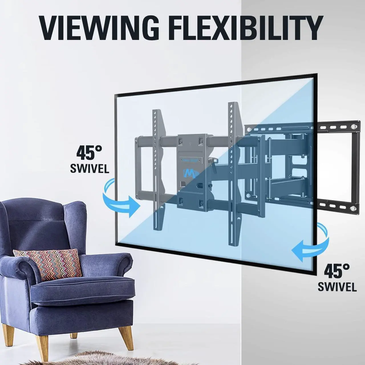Alt view image 4 of 6 - TV Wall Mount TV Bracket for Most 42-90 Inch TV, UL Listed Full Motion TV Mount with Articulating Arms, Max VESA 800x400mm 132 lbs. Loading, Fits 16", 18", 24" Studs MD2298-XL