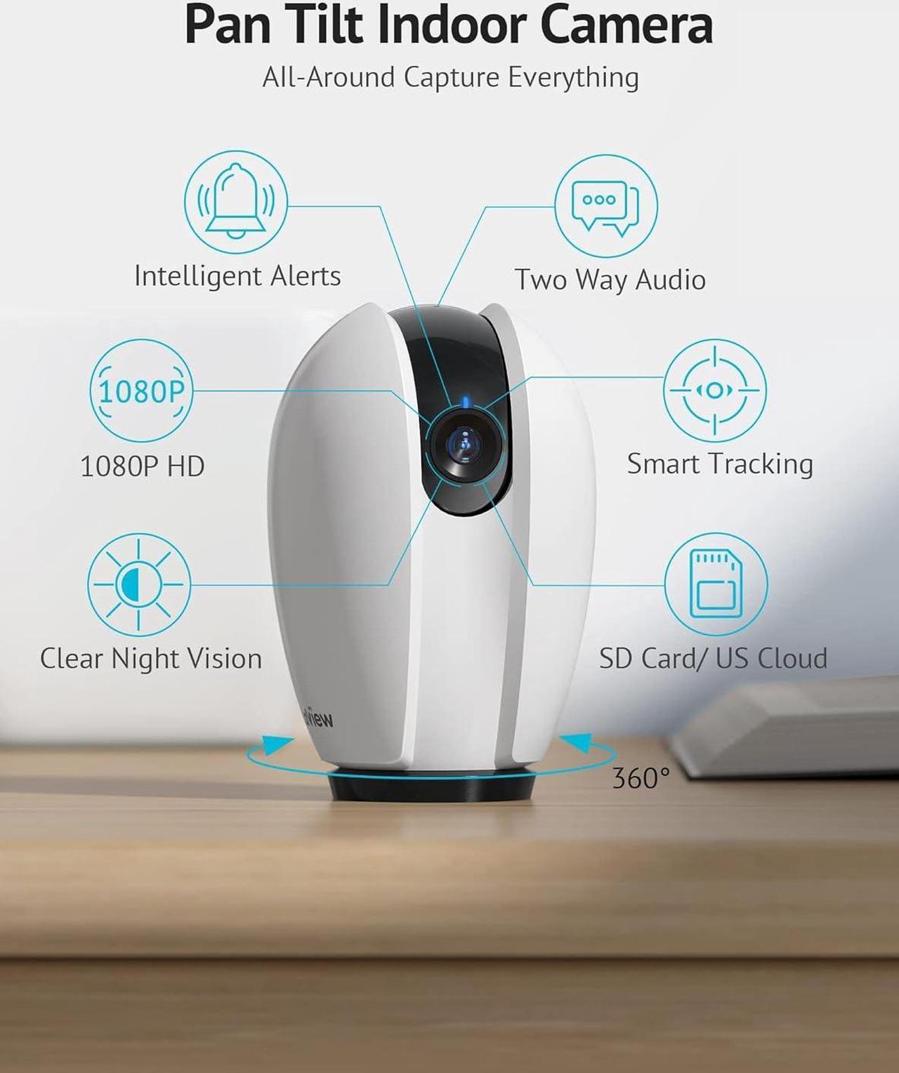 Alt view image 2 of 7 - LaView Pan/Tilt Security Camera for Baby Monitor with Phone App (2 Pack+2 32GB SD Cards), 1080P WiFi Pet Camera Indoor, 360° Home Security Camera with Motion & Sound Detection, Two-Way Audio