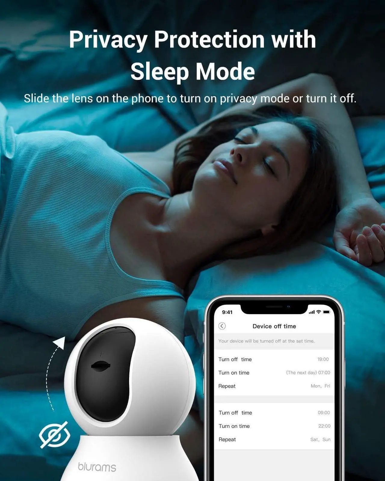 Alt view image 5 of 7 - blurams Security Camera, 2K Indoor Camera 360° Pet Camera for Home Security w/Motion Tracking, Phone App, 2-Way Audio, IR Night Vision, Siren, Works with Alexa & Google Assistant(2.4GHz ONLY)