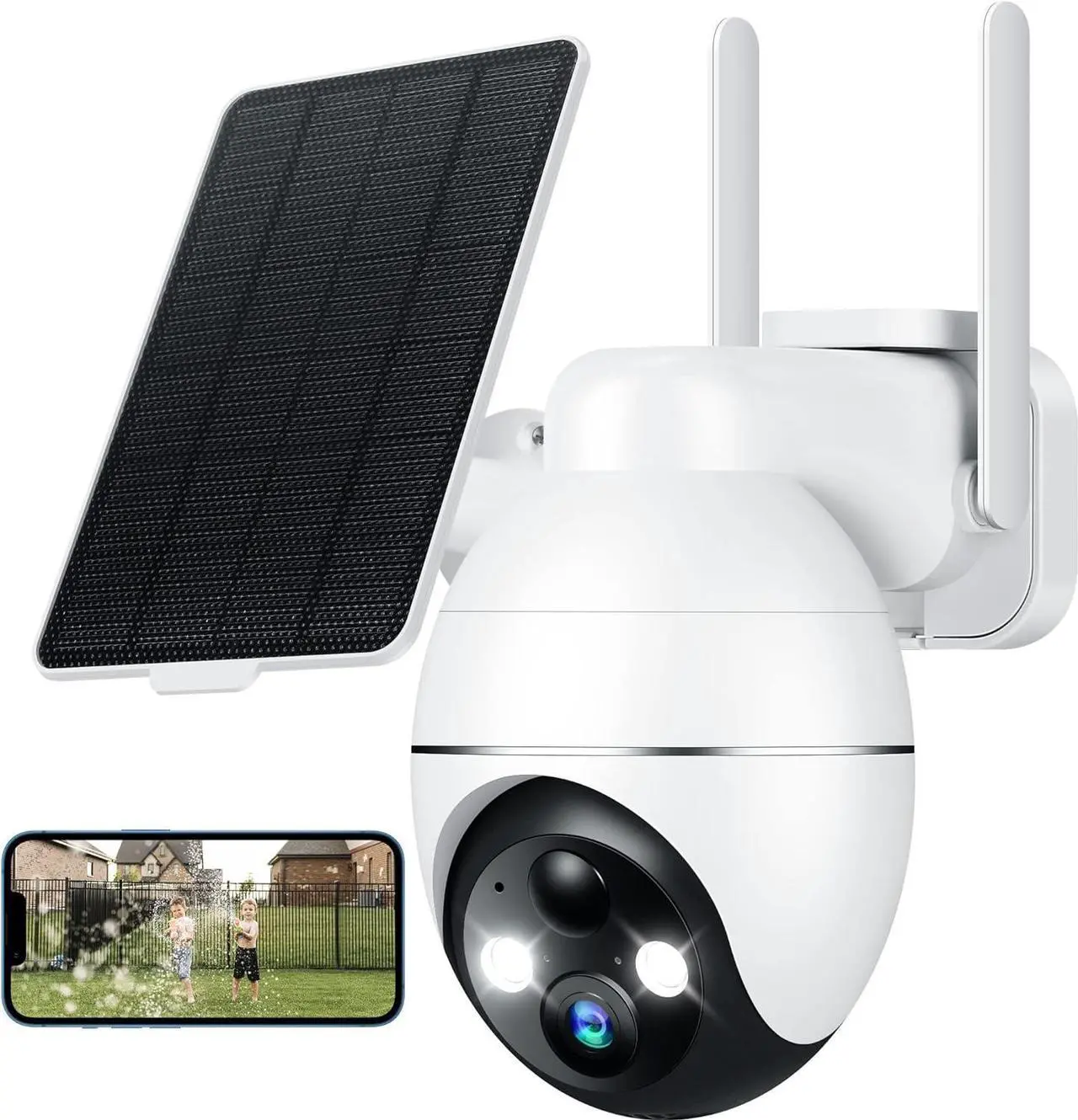 Main image of Solar Security Cameras Wireless Outdoor, 2K PTZ Solar Cameras for Home Security, 2.4G Wi-Fi Outdoor Camera Wireless with PIR, 2-Way Talk, IP65, 4dbi, Spotlight/Siren, Color Night Vision